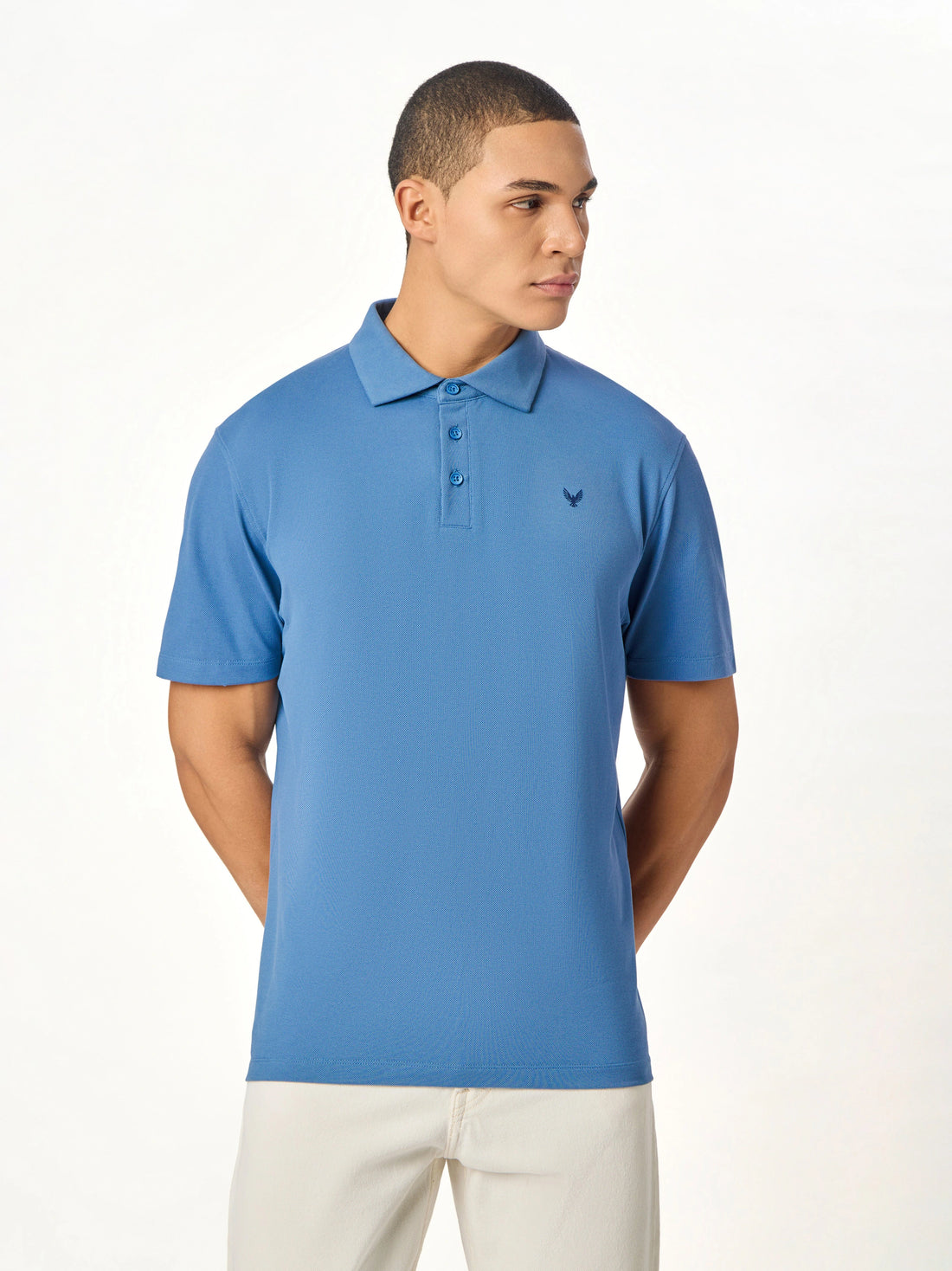 ARIN – The Lucky Dove Blue Polo with Suede Detail