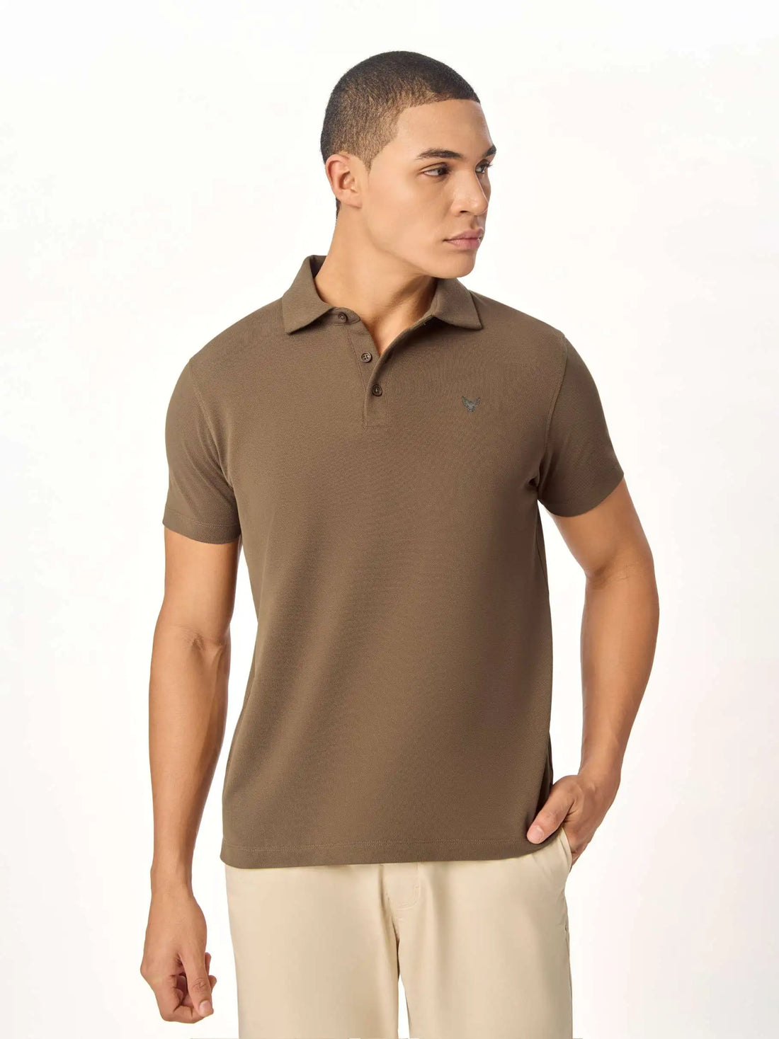ARIN – The Lucky Dove Brown Polo with Suede Detail