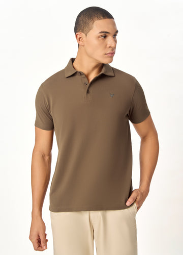 ARIN – The Lucky Dove Brown Polo with Suede Detail