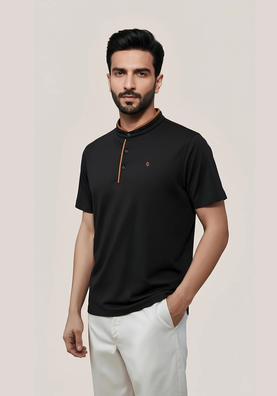 Terra Suede Black Mandarin Polo