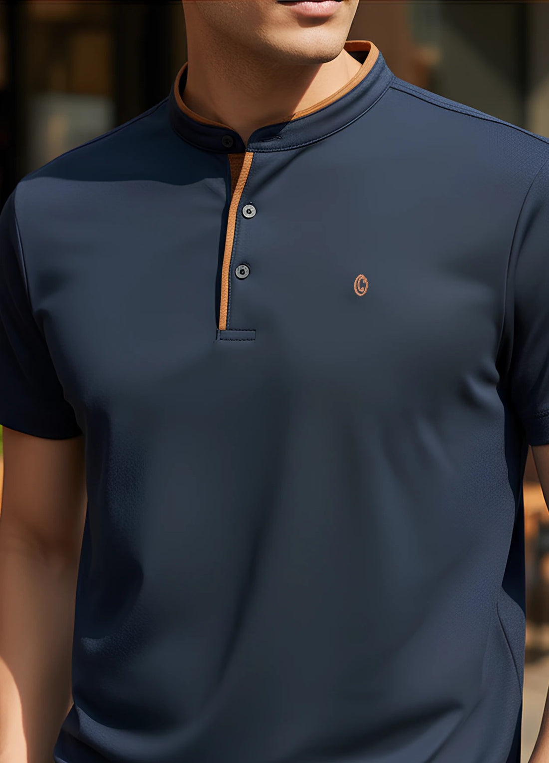 Terra Suede Blue Mandarin Polo
