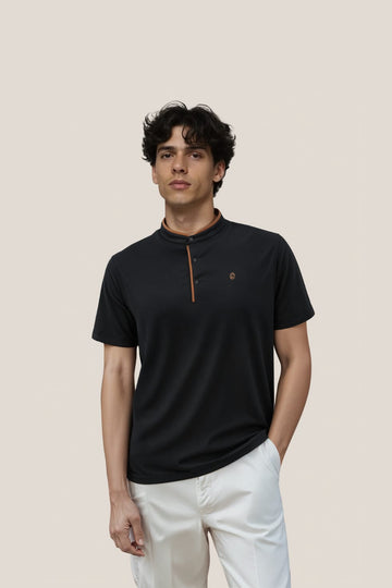 Terra Suede Black Mandarin Polo