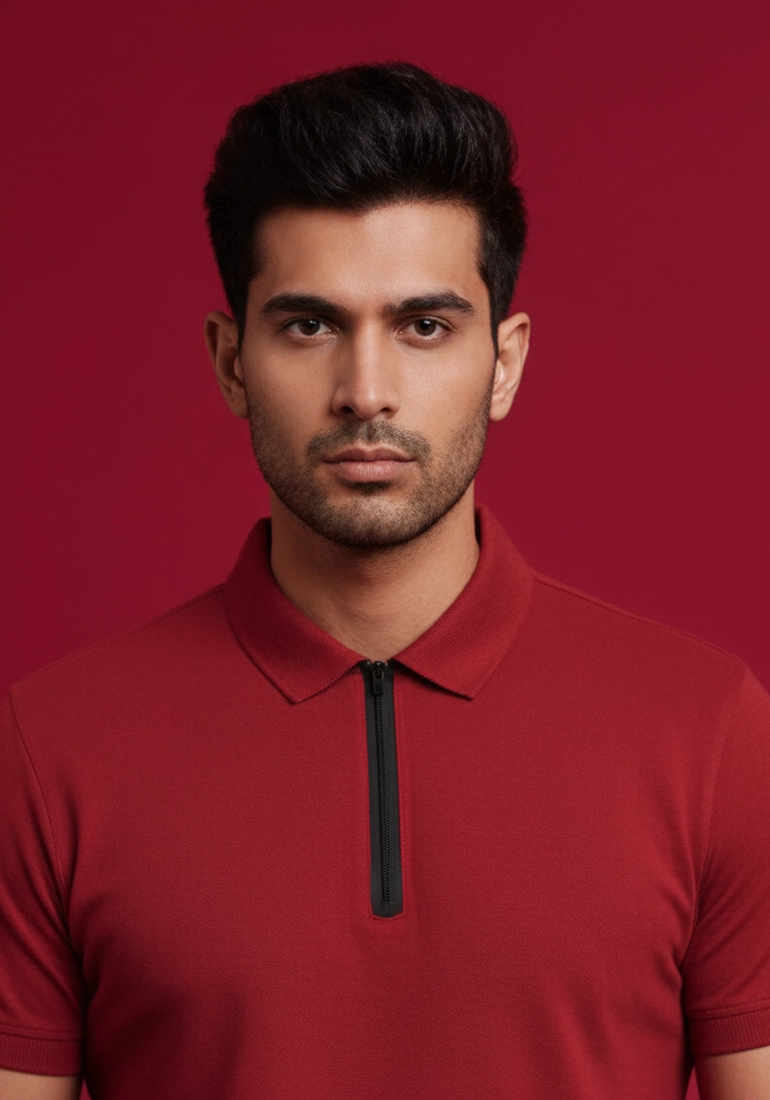 The Monarch Liquid Zipper Polo Red