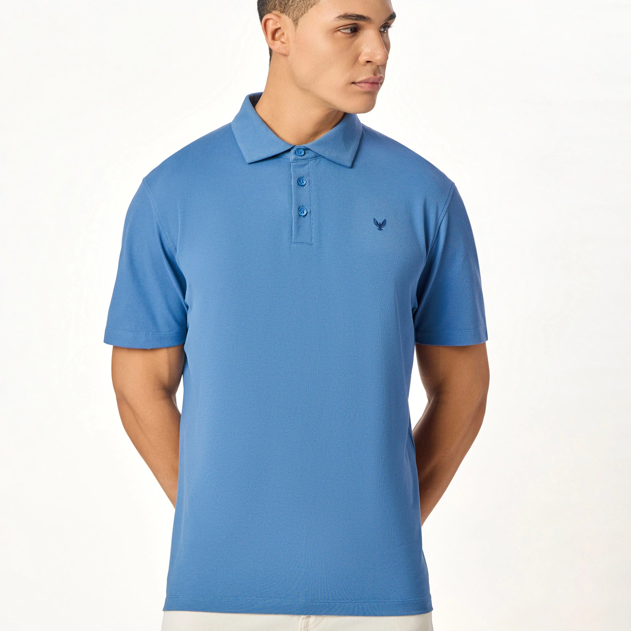 ARIN – The Lucky Dove Blue Polo with Suede Detail