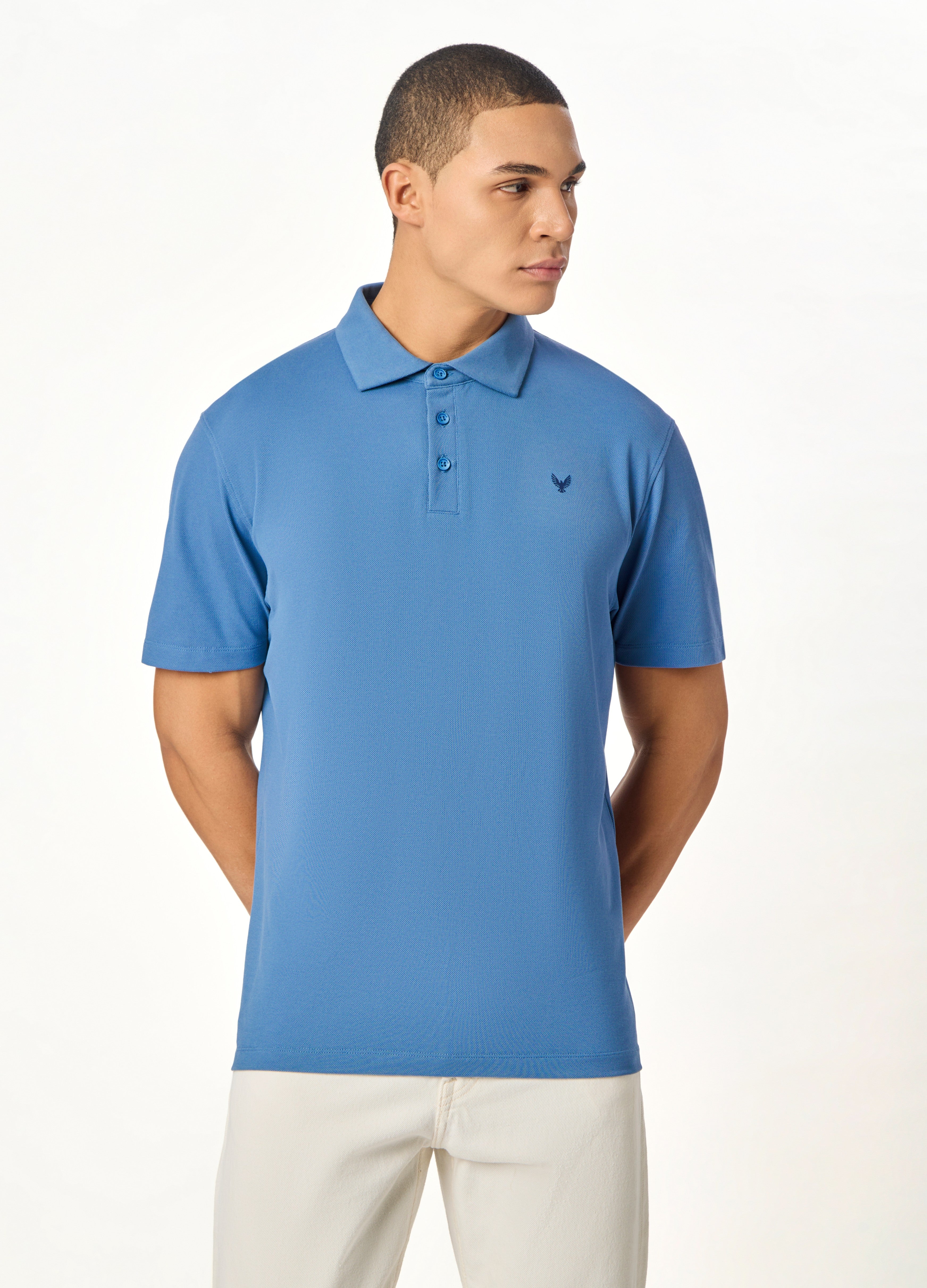 ARIN – The Lucky Dove Blue Polo with Suede Detail