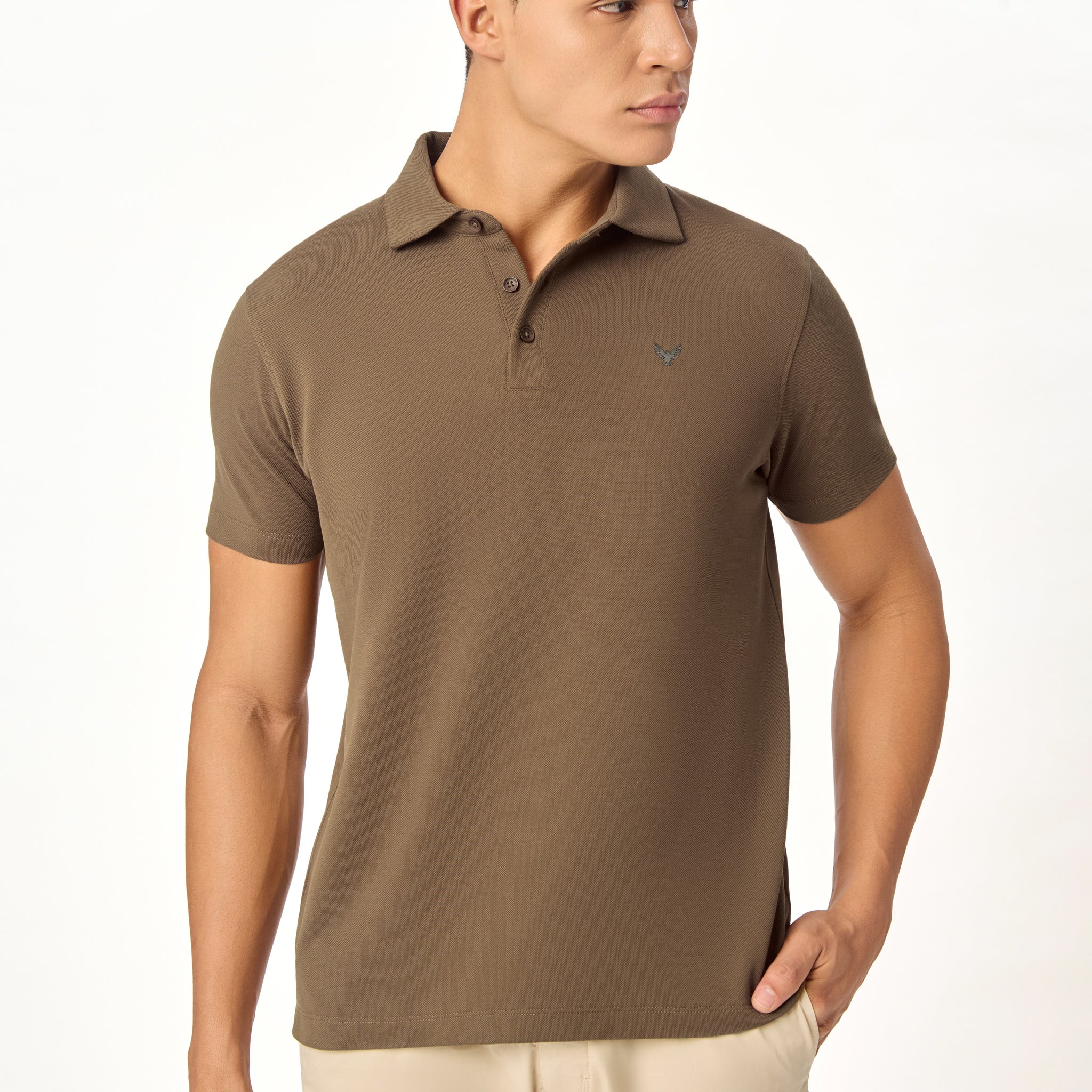 ARIN – The Lucky Dove Brown Polo with Suede Detail