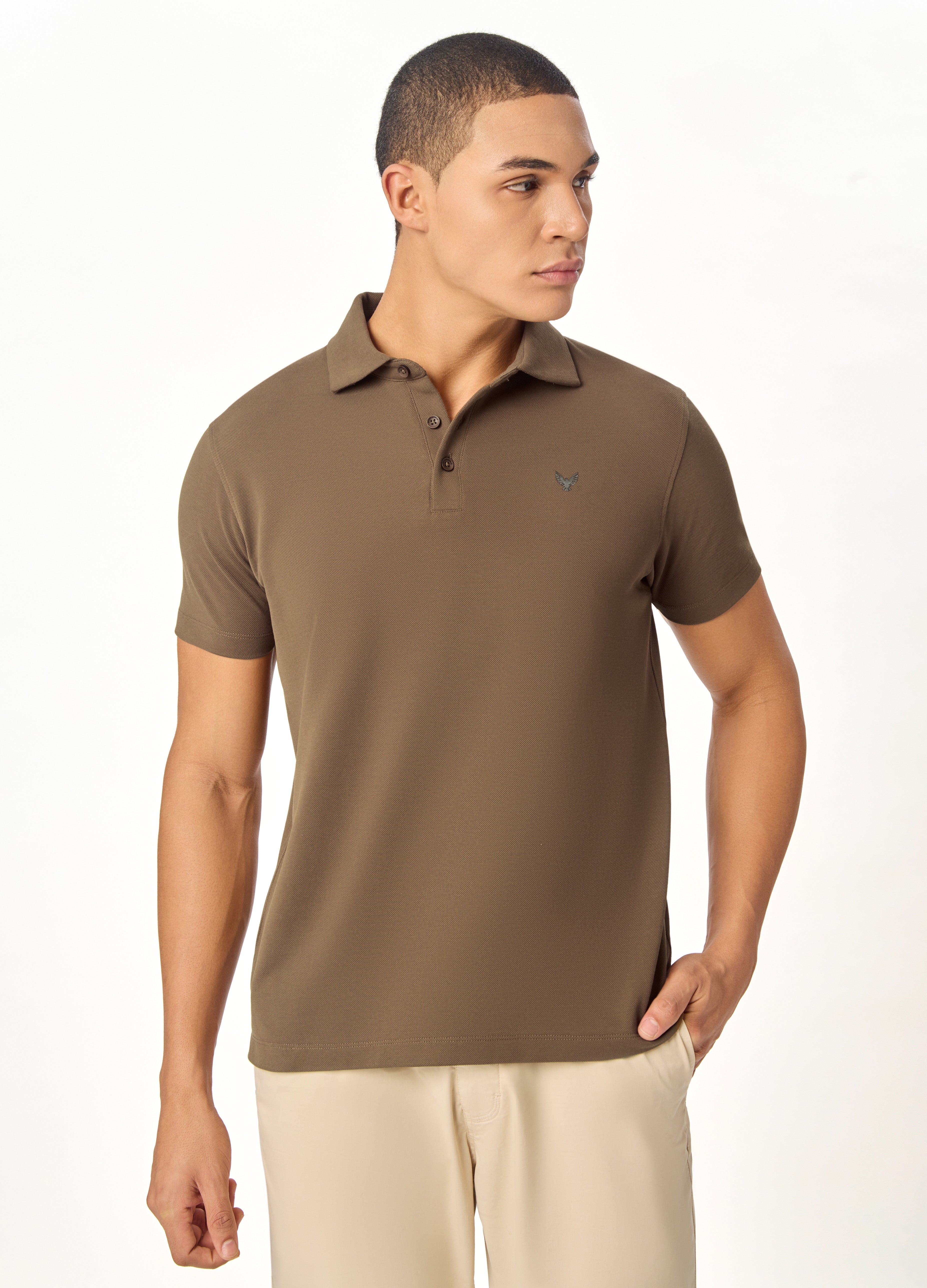 ARIN – The Lucky Dove Brown Polo with Suede Detail