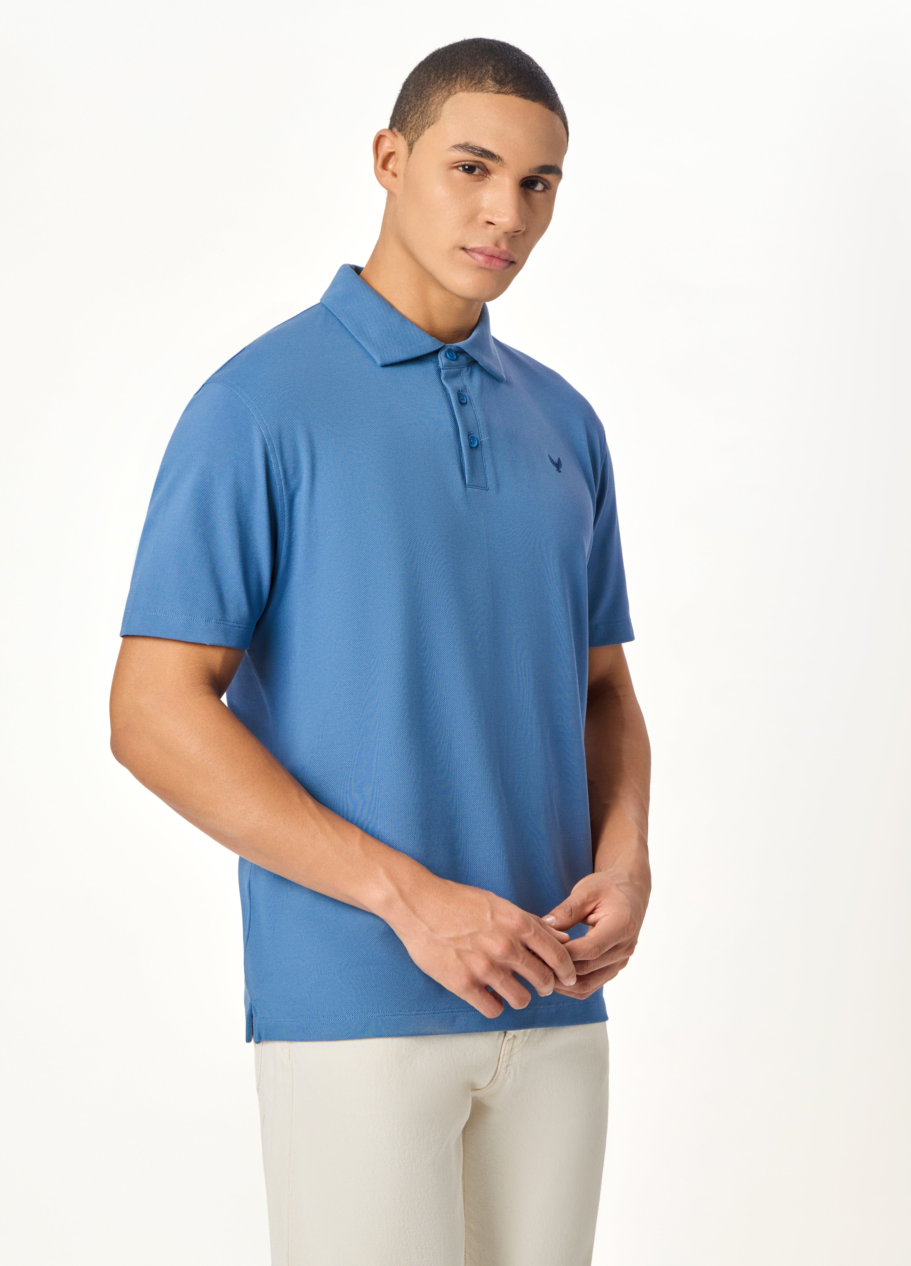 ARIN – The Lucky Dove Blue Polo with Suede Detail