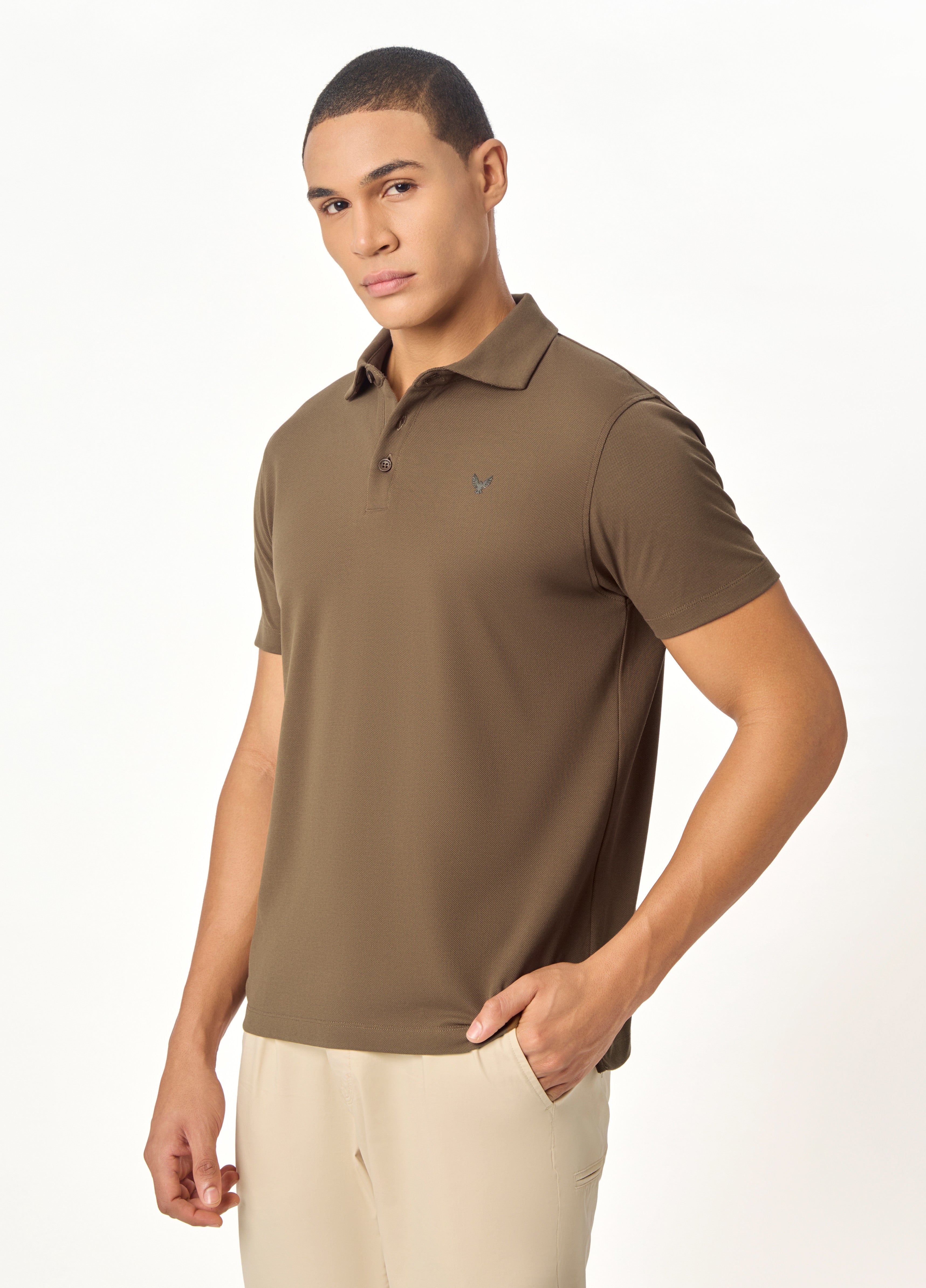 ARIN – The Lucky Dove Brown Polo with Suede Detail
