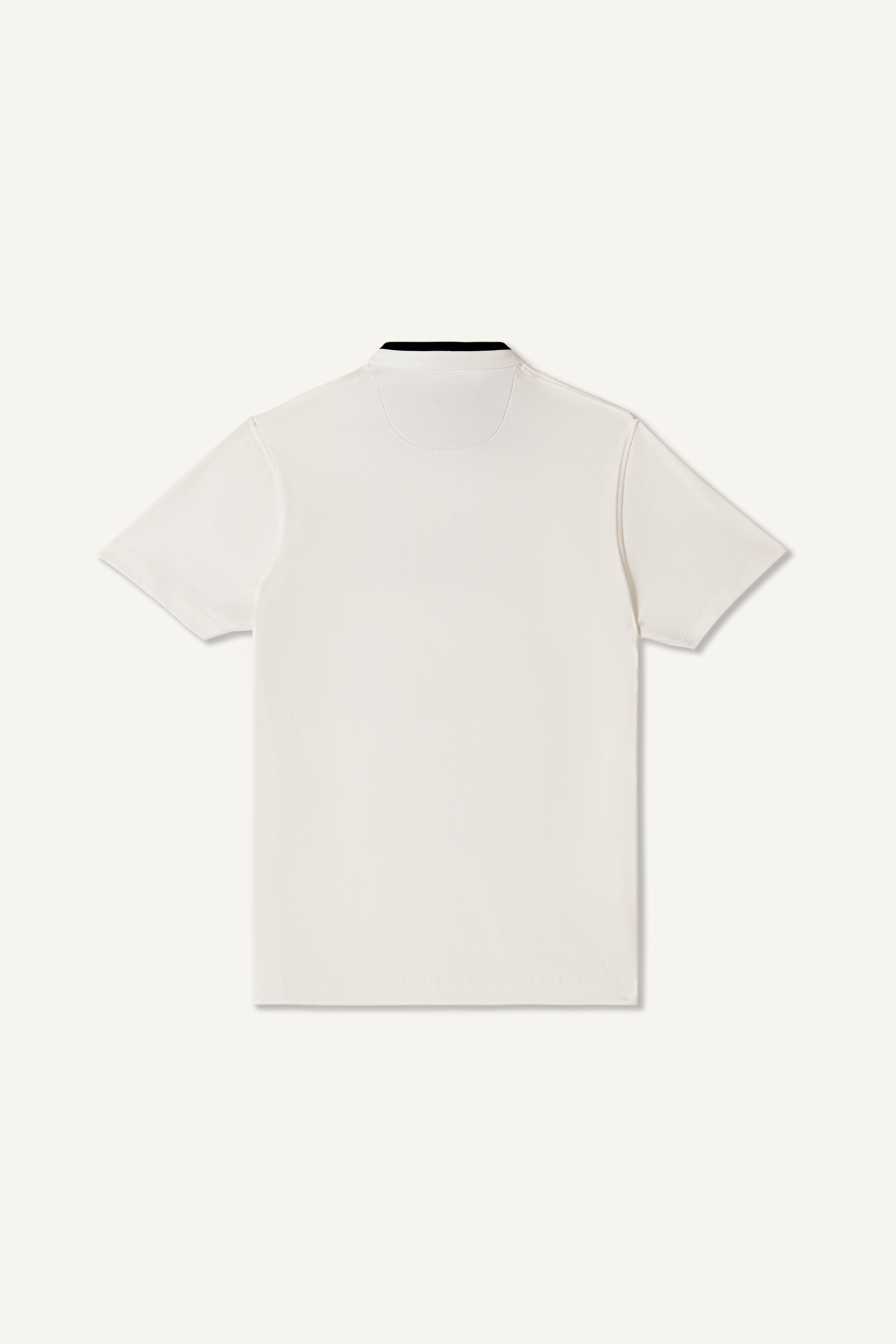 Serenity White Suede-Detail Band Collar Shirt