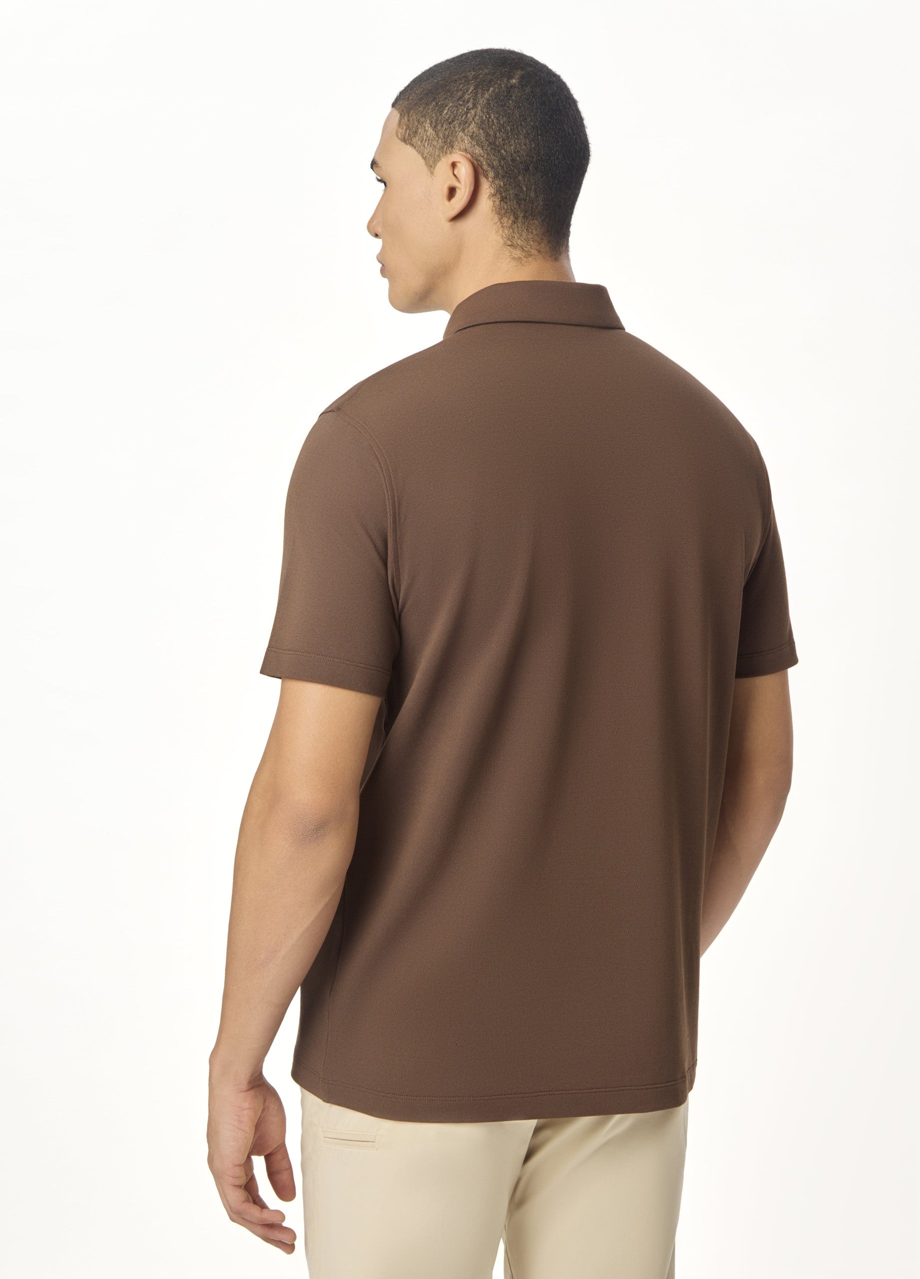 Brown Zipper Polo For Men – Twill Panel Edition