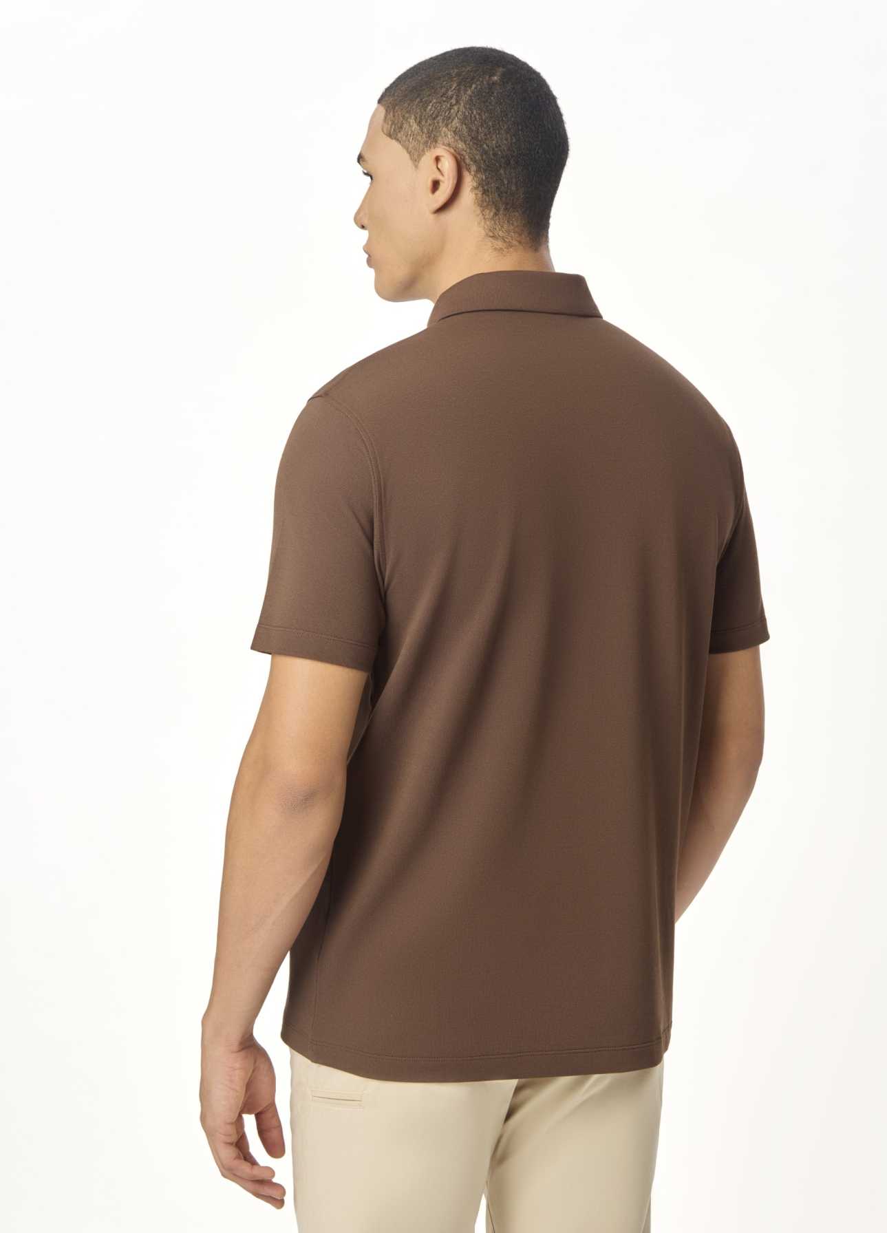 Brown Zipper Polo For Men – Twill Panel Edition