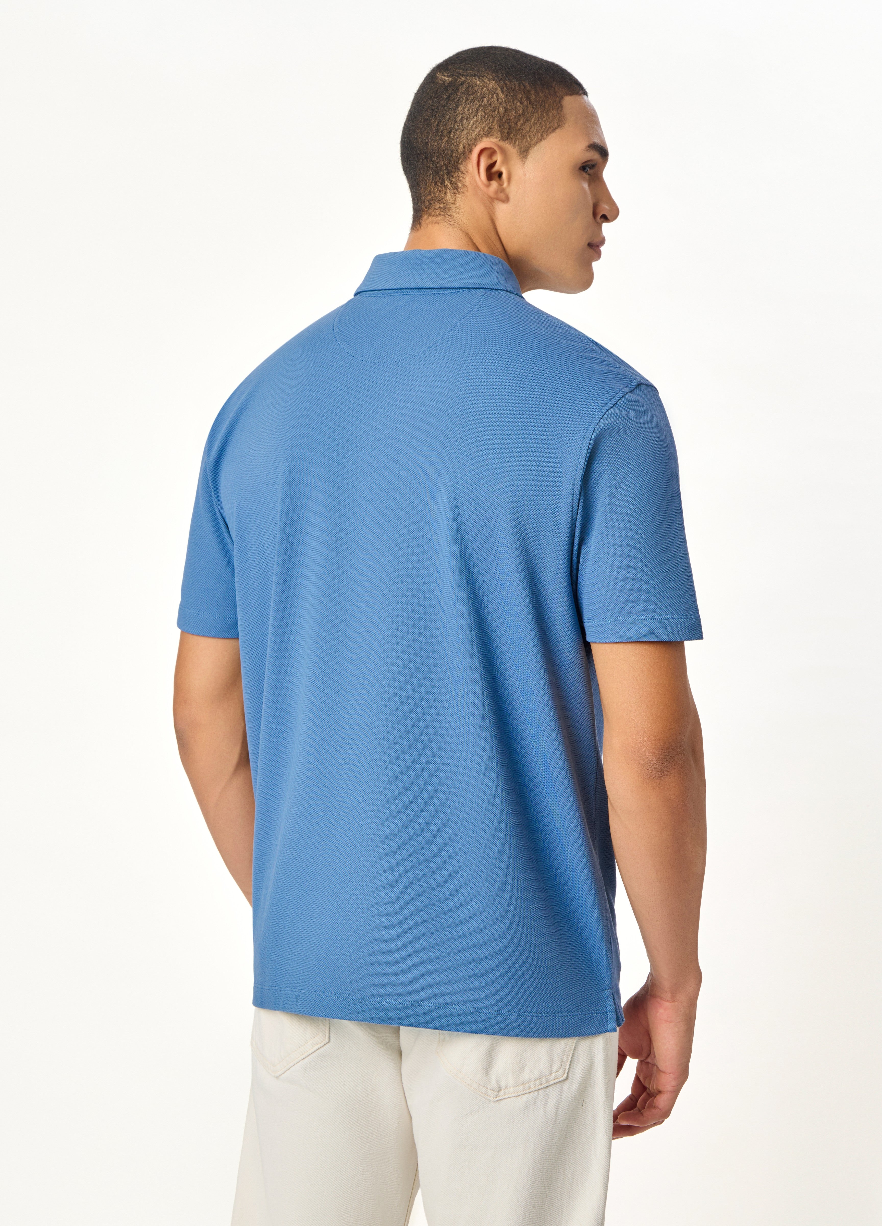 ARIN – The Lucky Dove Blue Polo with Suede Detail