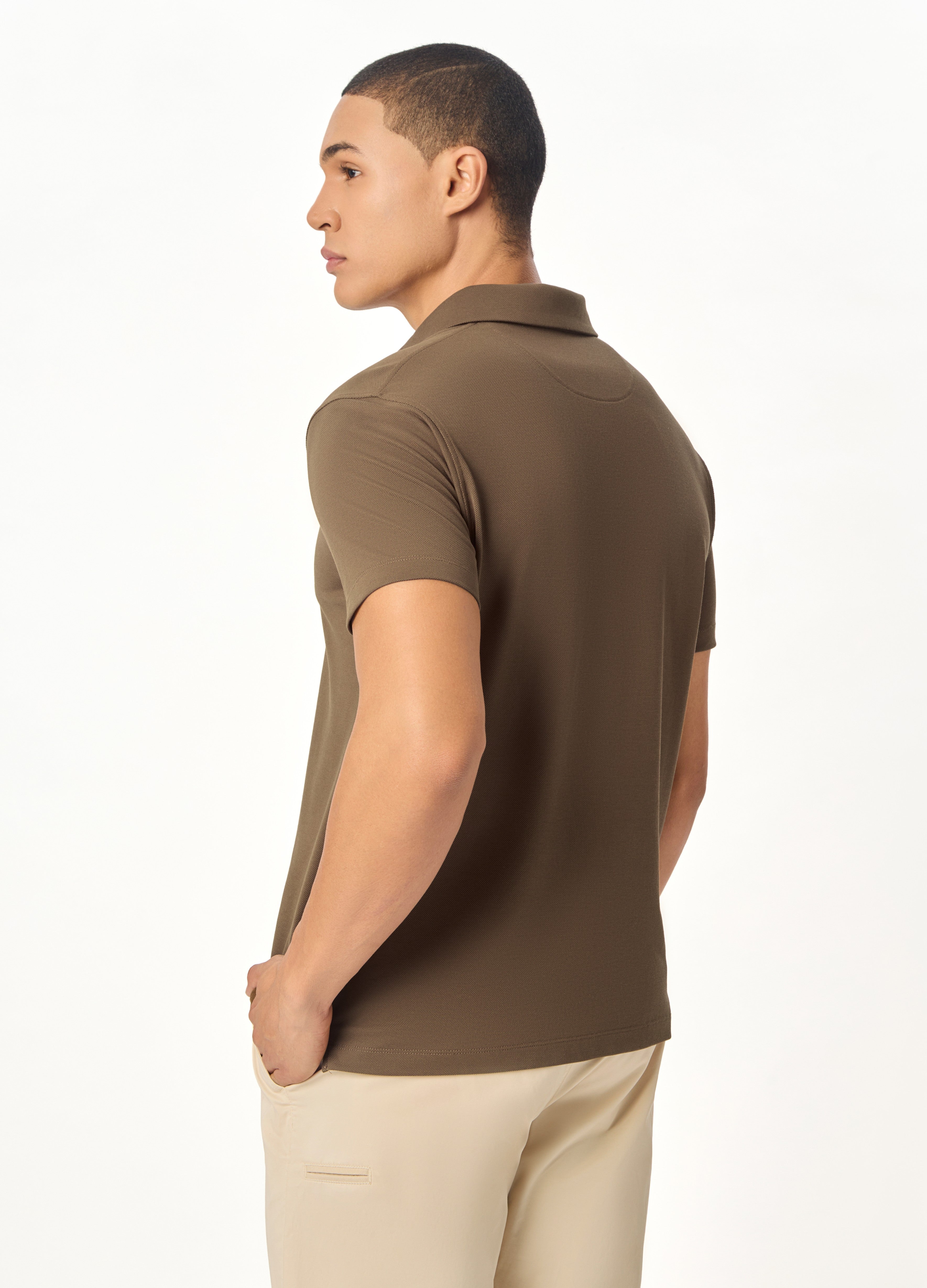 ARIN – The Lucky Dove Brown Polo with Suede Detail