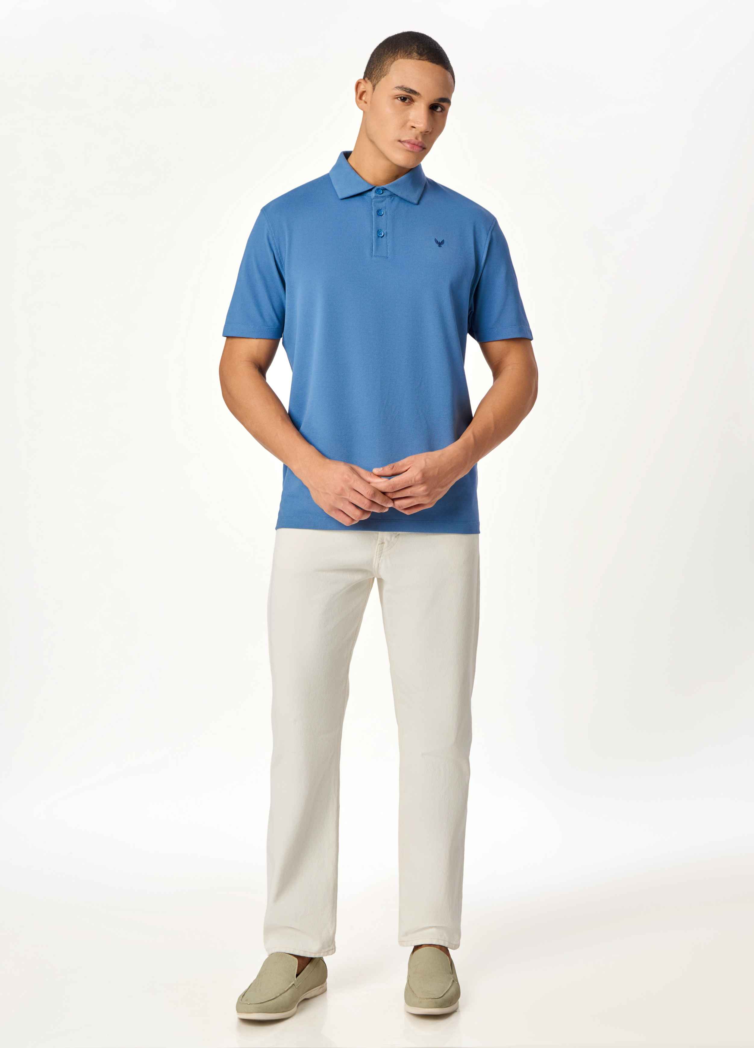 ARIN – The Lucky Dove Blue Polo with Suede Detail