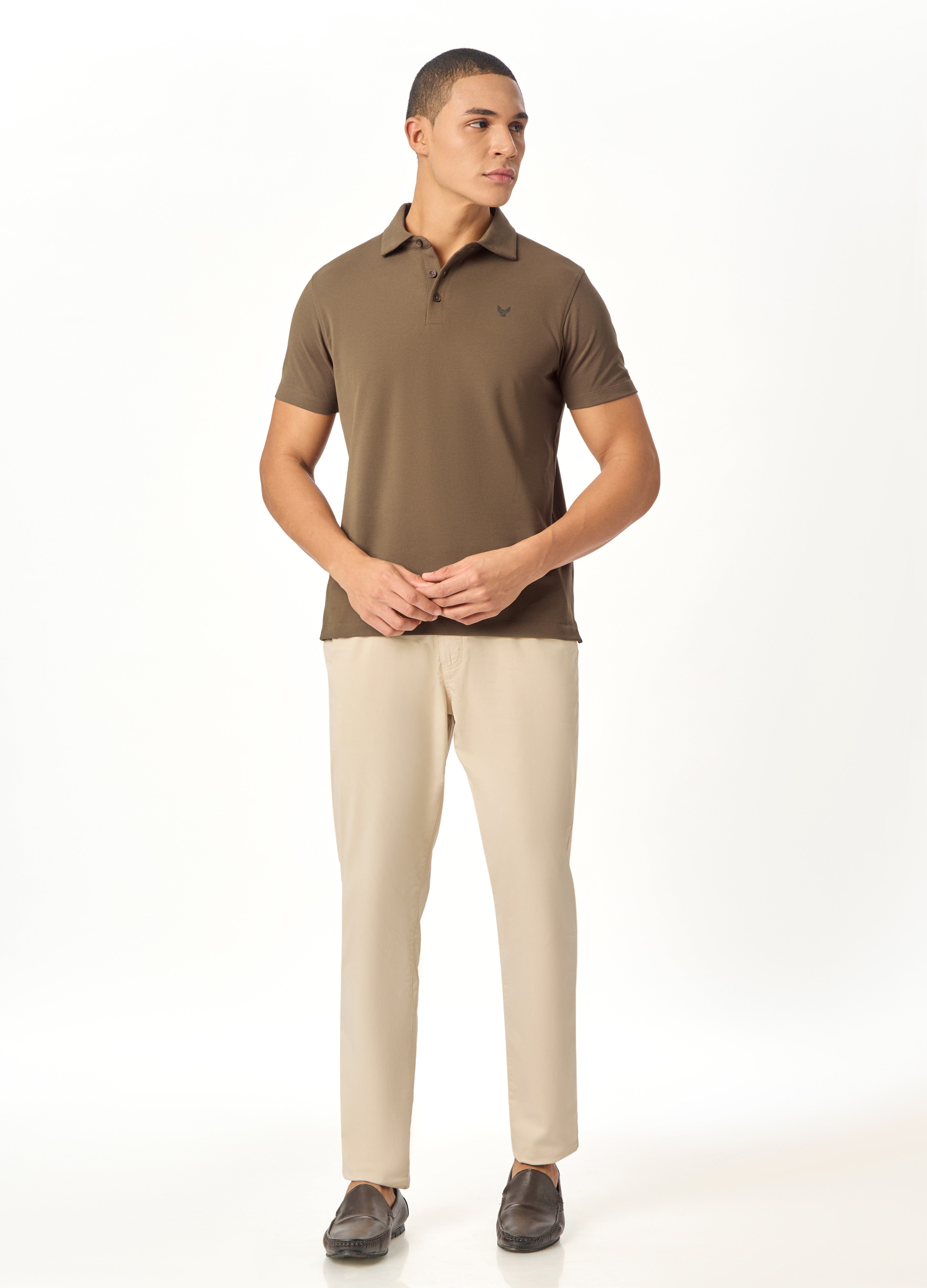 ARIN – The Lucky Dove Brown Polo with Suede Detail