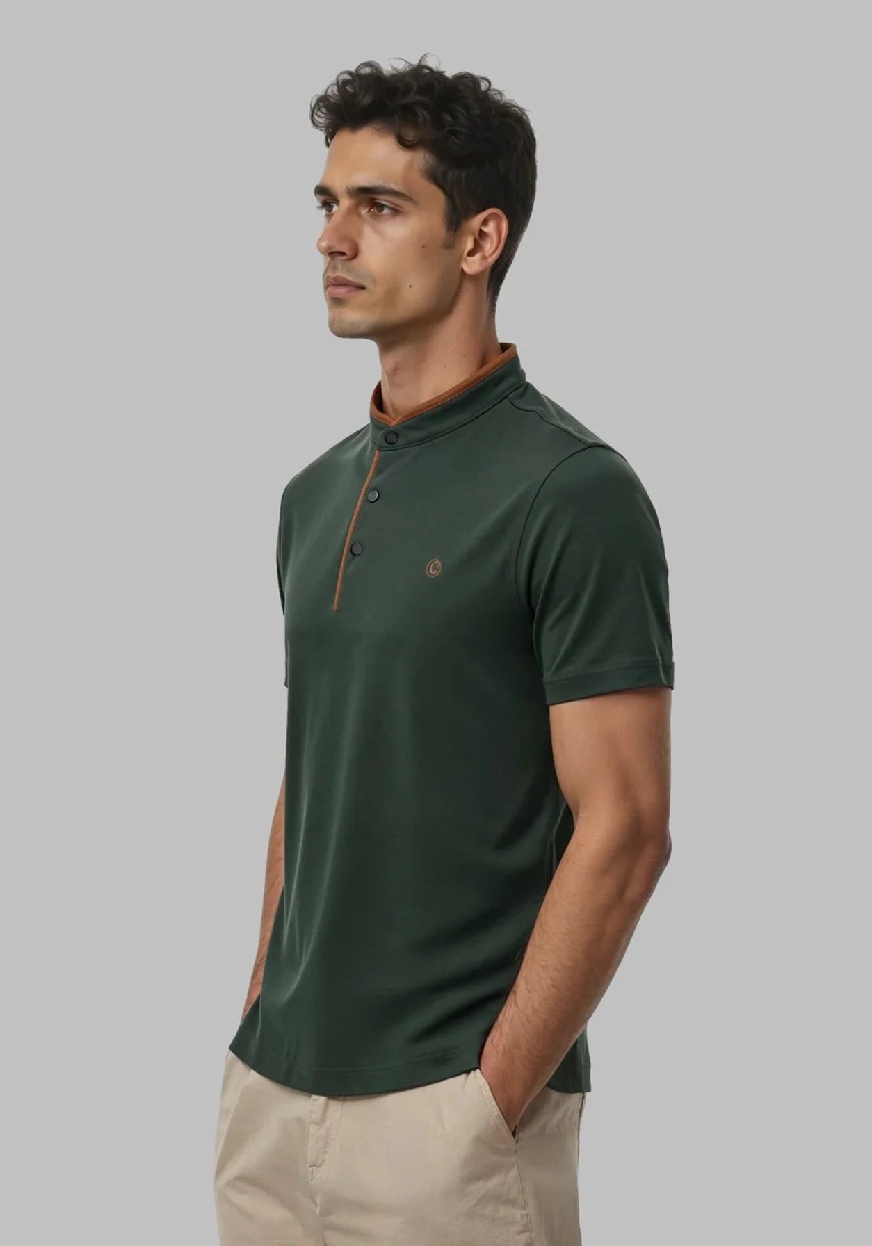 Terra Suede Green Mandarin Polo