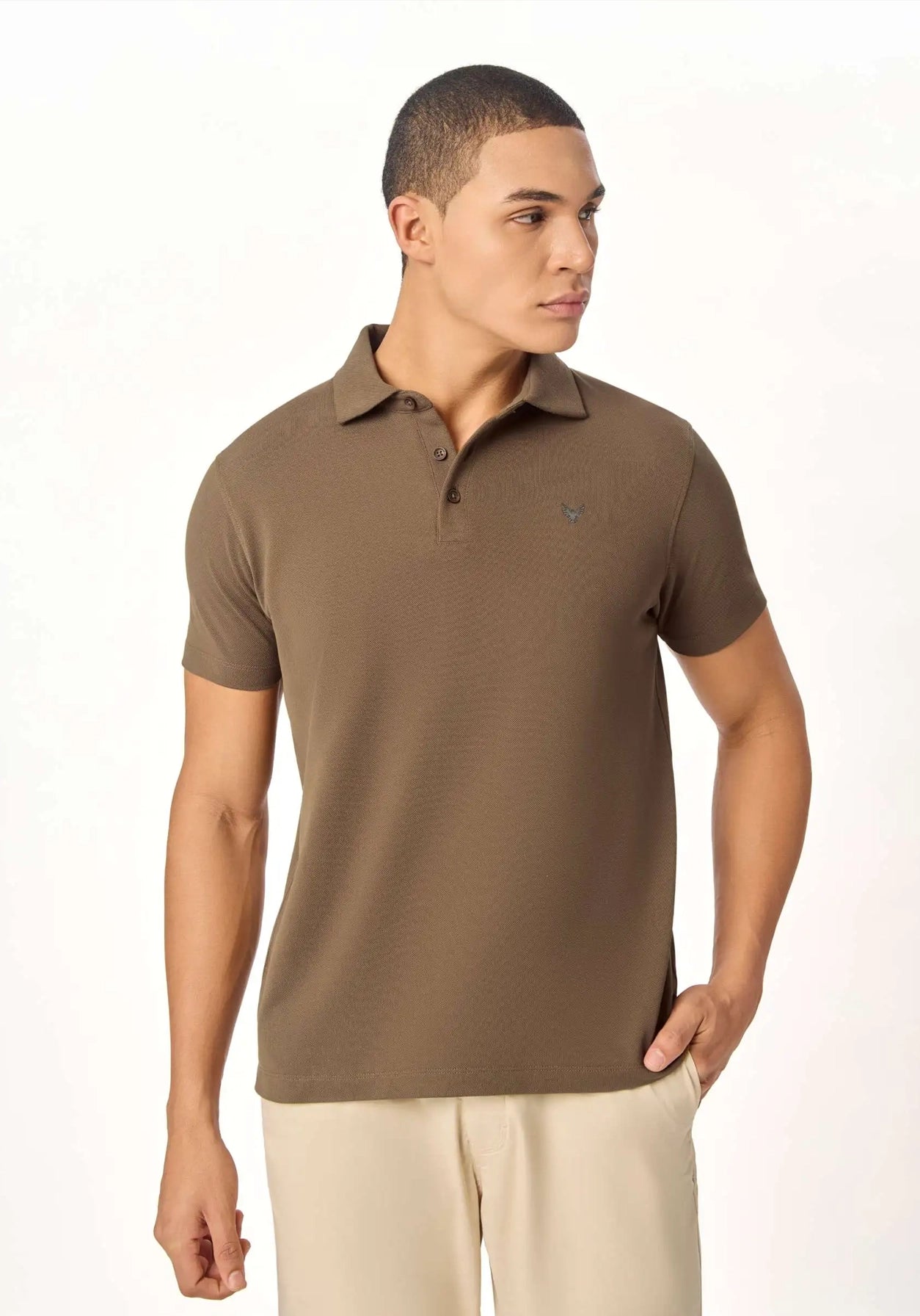 ARIN – The Lucky Dove Brown Polo with Suede Detail