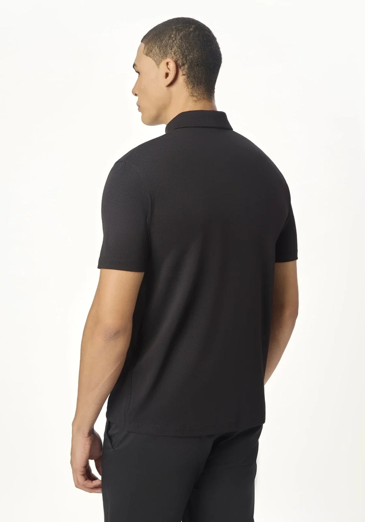 Black Zipper Polo For Men – Twill Panel Edition