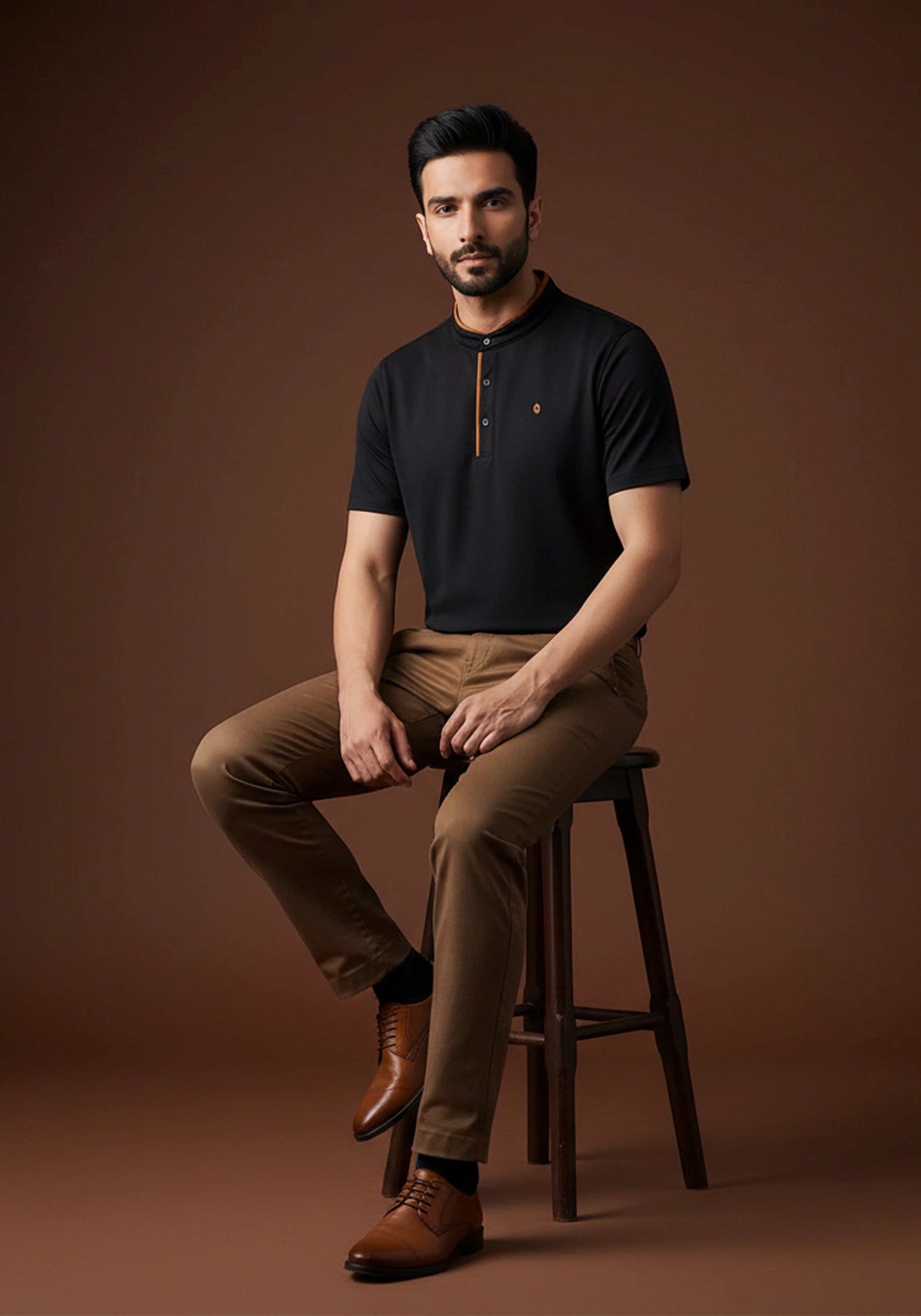 Terra Suede Black Mandarin Polo