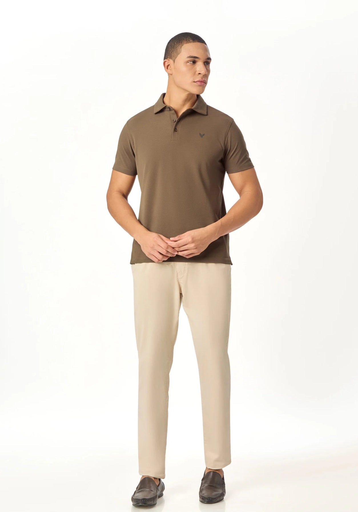 ARIN – The Lucky Dove Brown Polo with Suede Detail