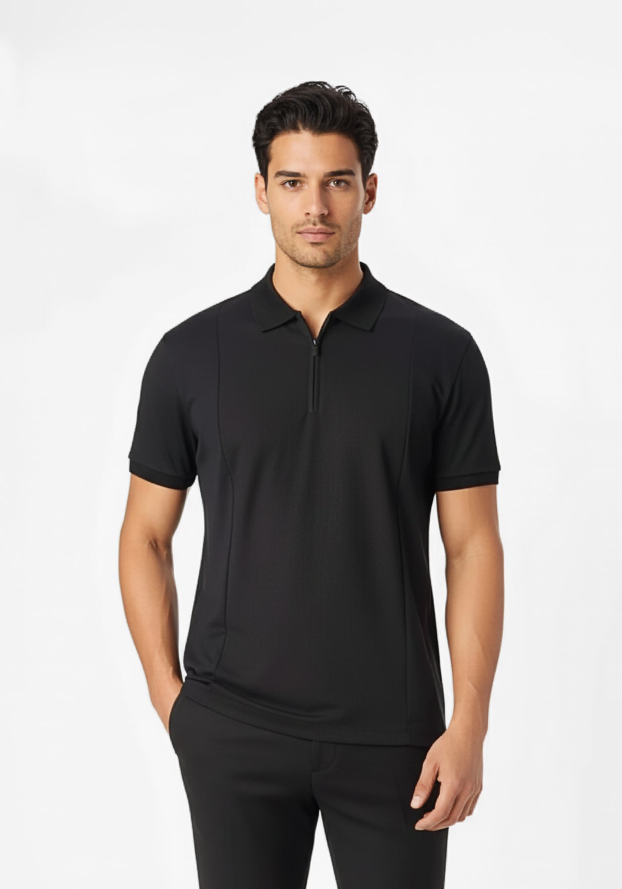 NOIR ZIPPER POLO BLACK