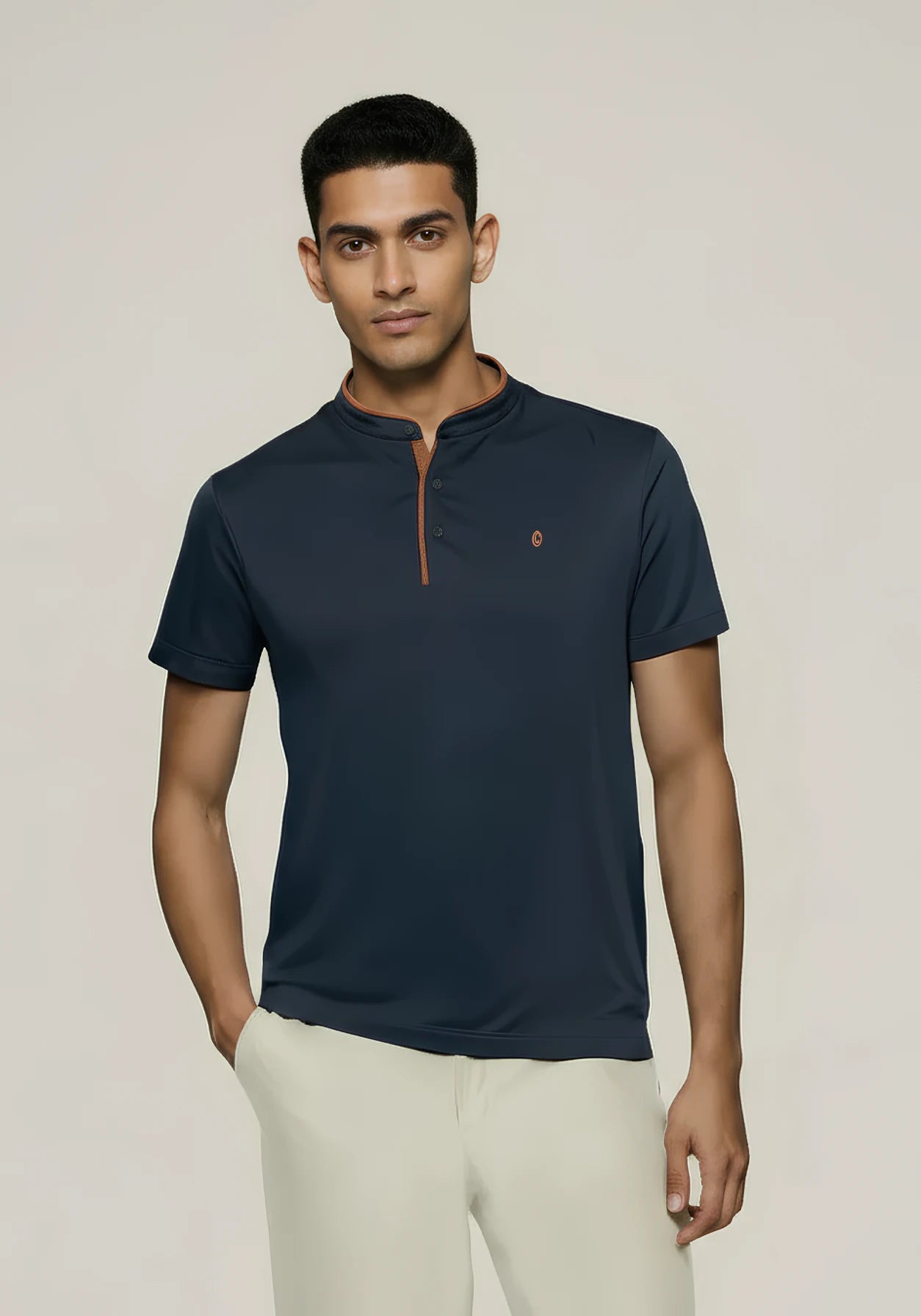 Terra Suede Blue Mandarin Polo