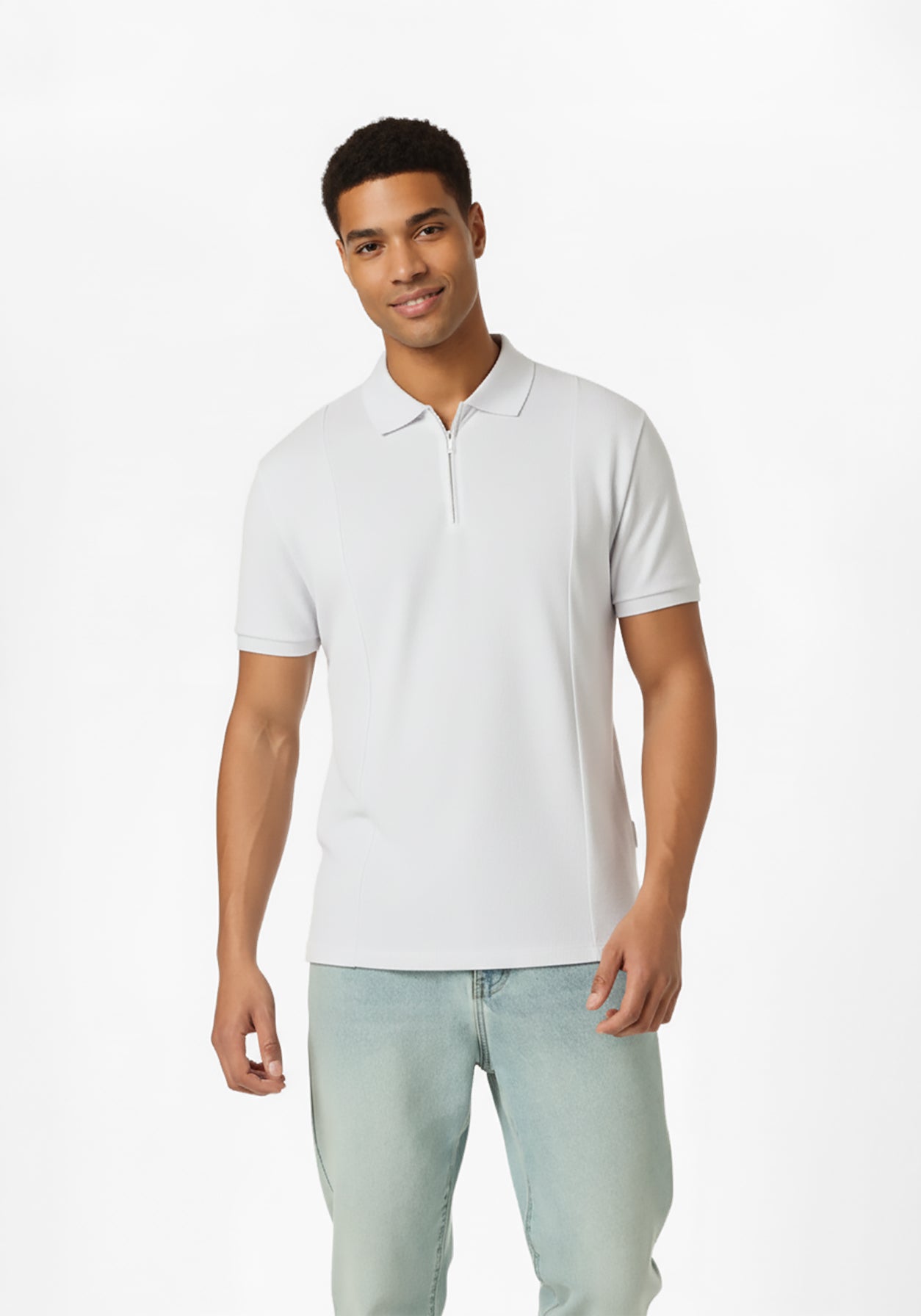 NOIR ZIPPER POLO WHITE