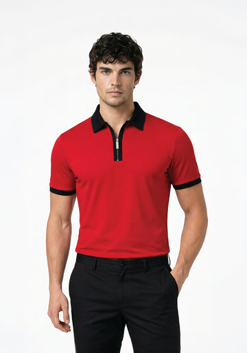 Founders Zipper Polo Red