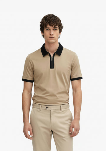 Founders Zipper Polo Beige
