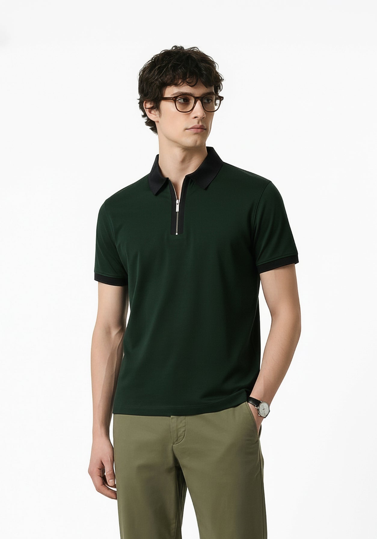 Founders Zipper Polo Green