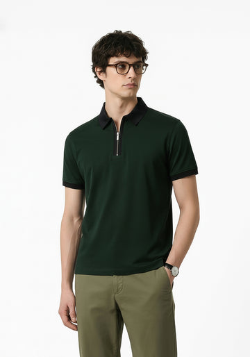 Founders Zipper Polo Green