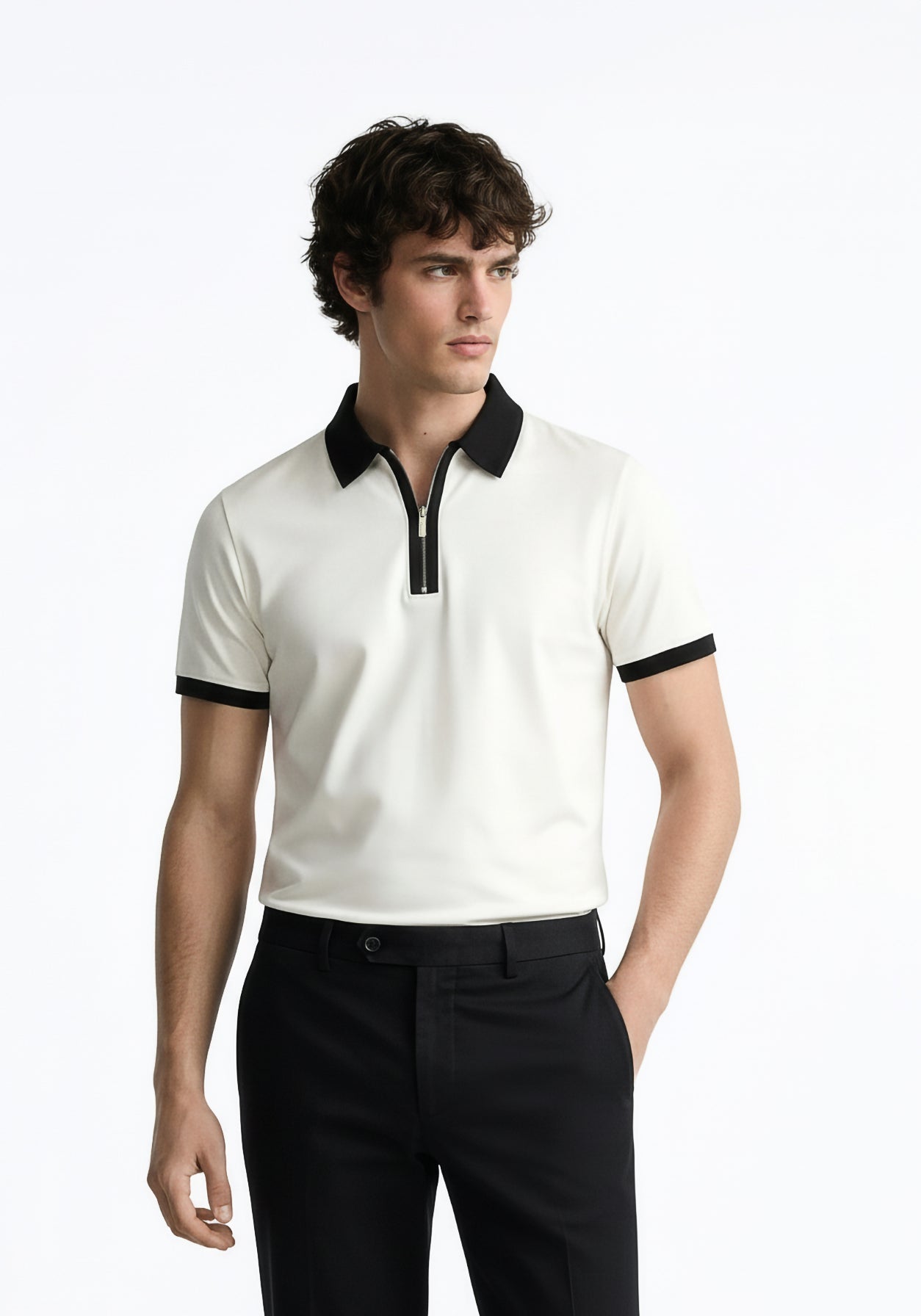 Founders Zipper Polo White