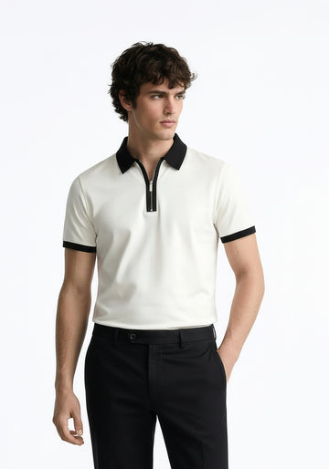 Founders Zipper Polo White