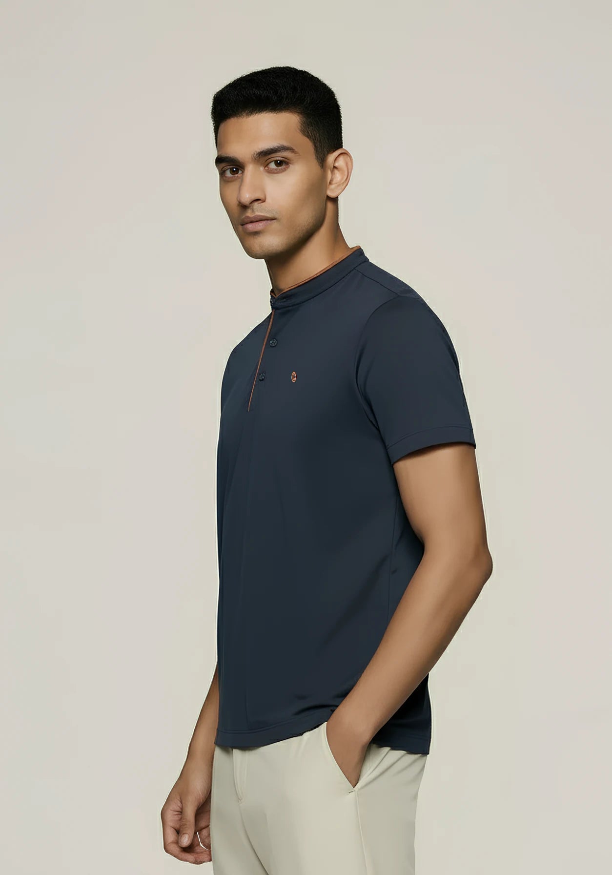 Terra Suede Blue Mandarin Polo
