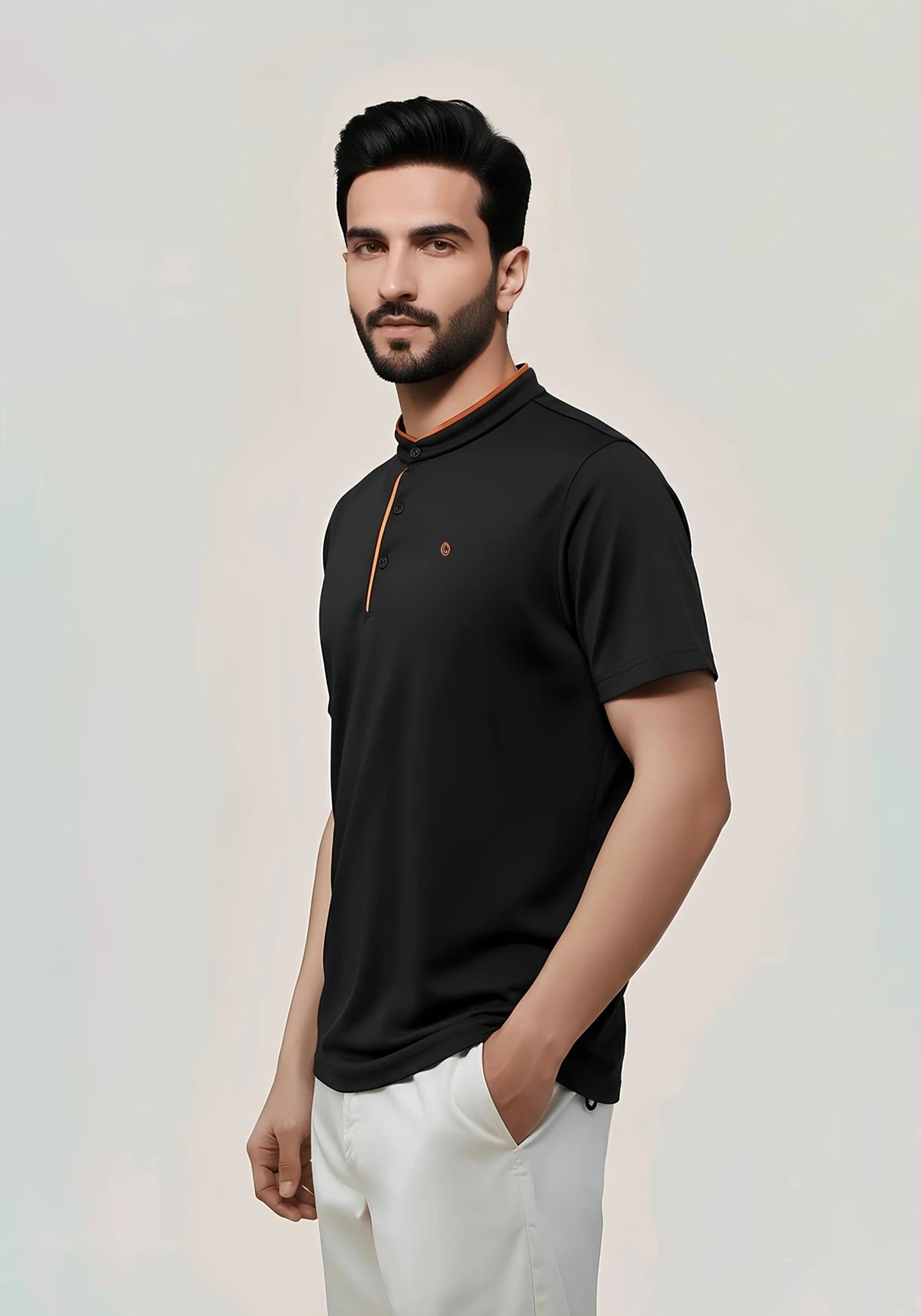 Terra Suede Black Mandarin Polo