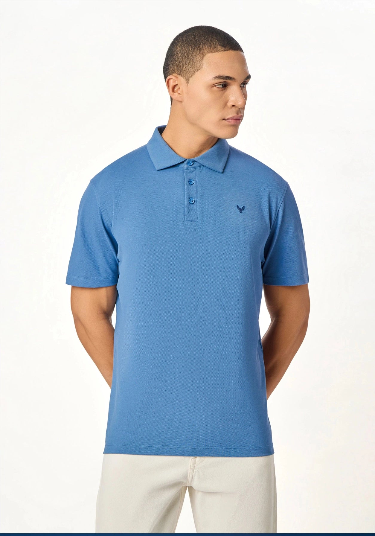 ARIN – The Lucky Dove Blue Polo with Suede Detail