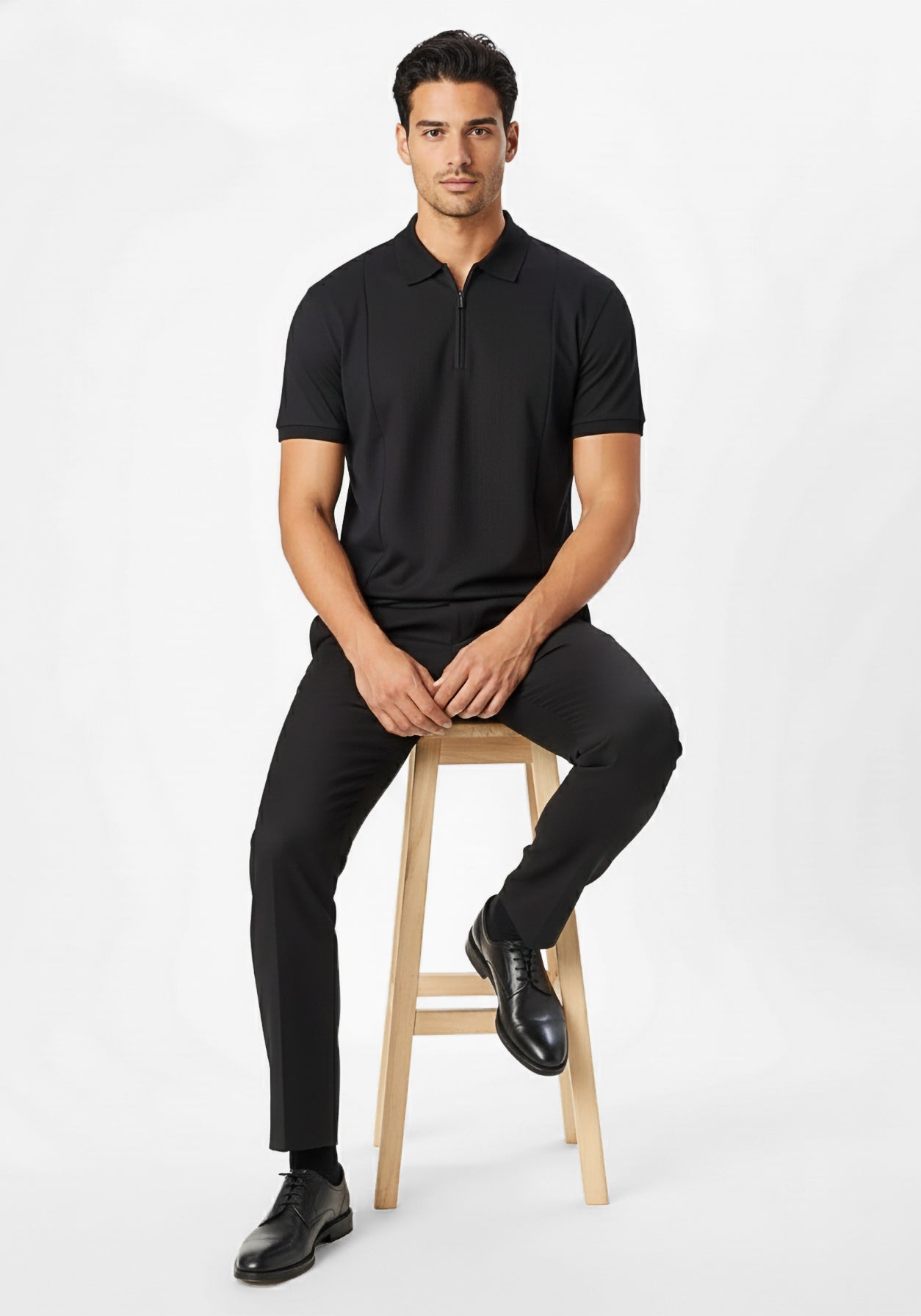NOIR ZIPPER POLO BLACK