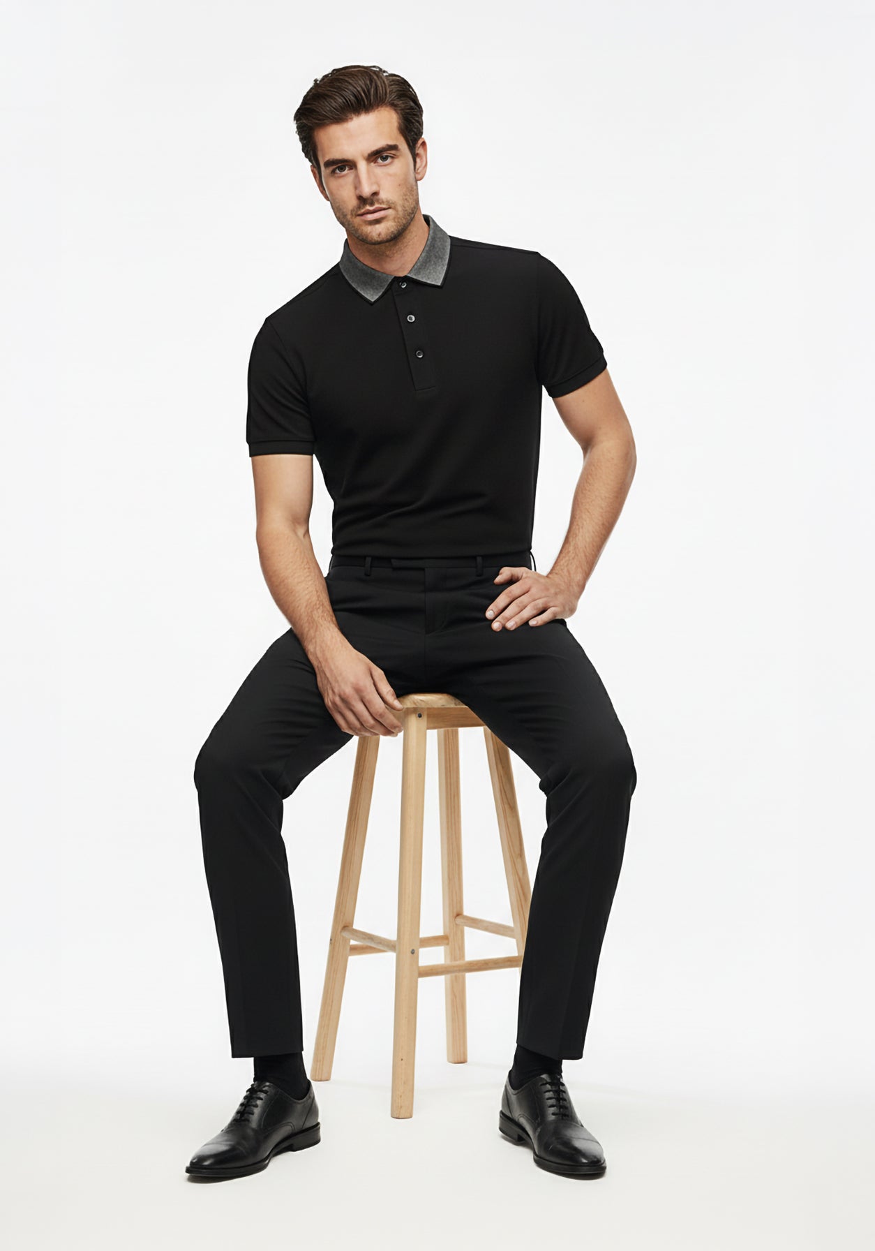 Thrive Black Collar Polo