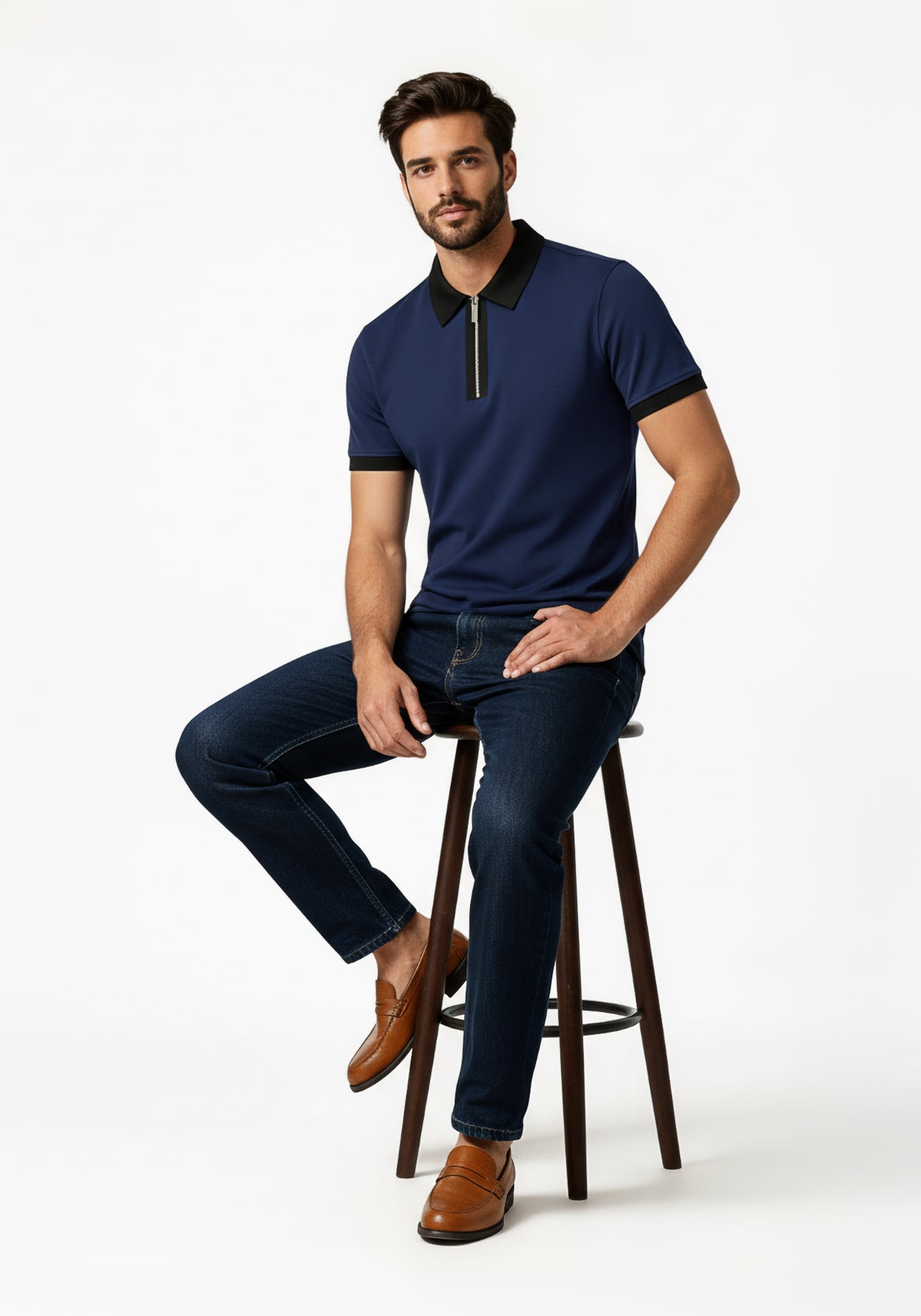 Founders Zipper Polo Blue