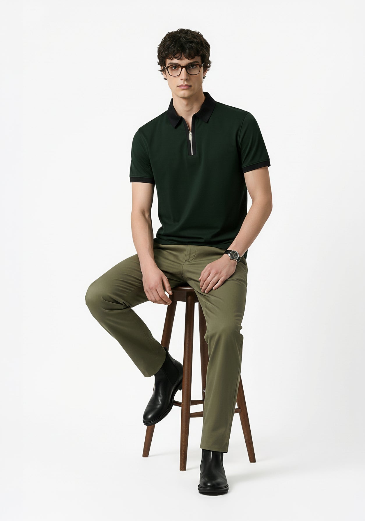 Founders Zipper Polo Green