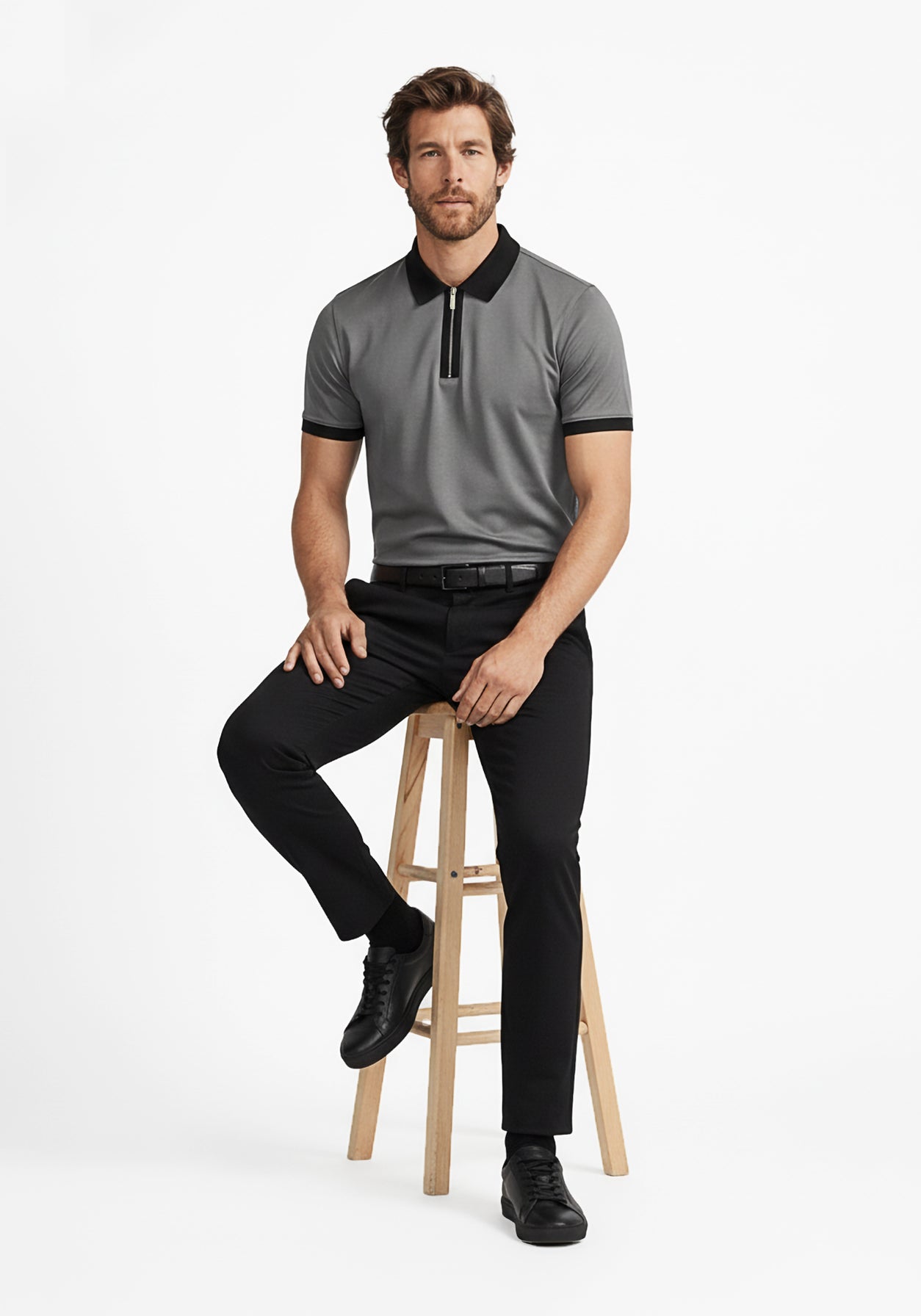 Founders Zipper Polo Grey