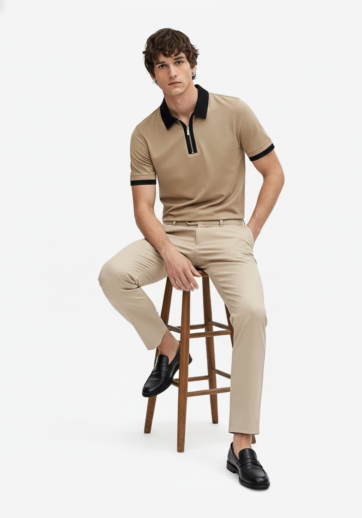 Founders Zipper Polo Beige