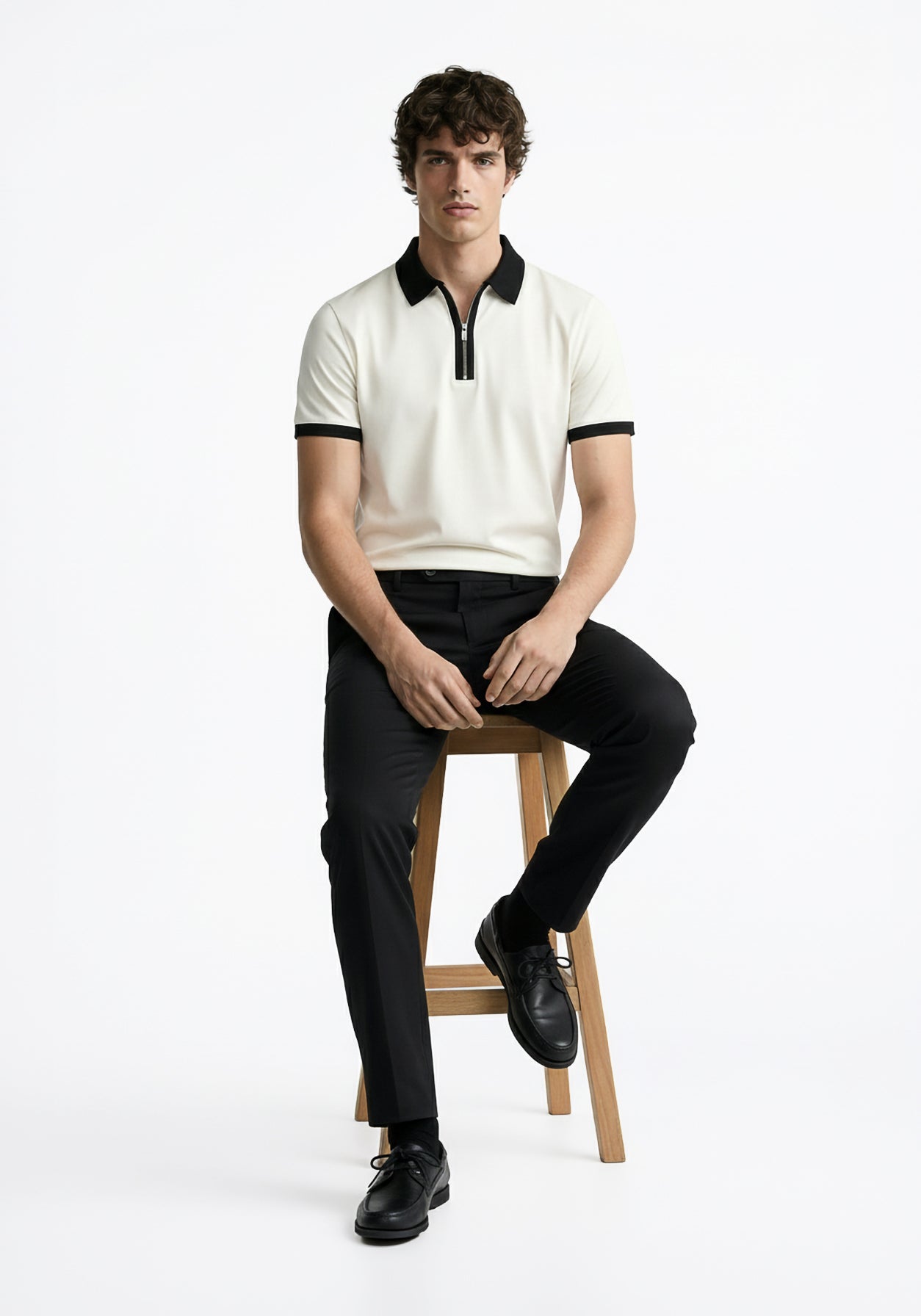 Founders Zipper Polo White