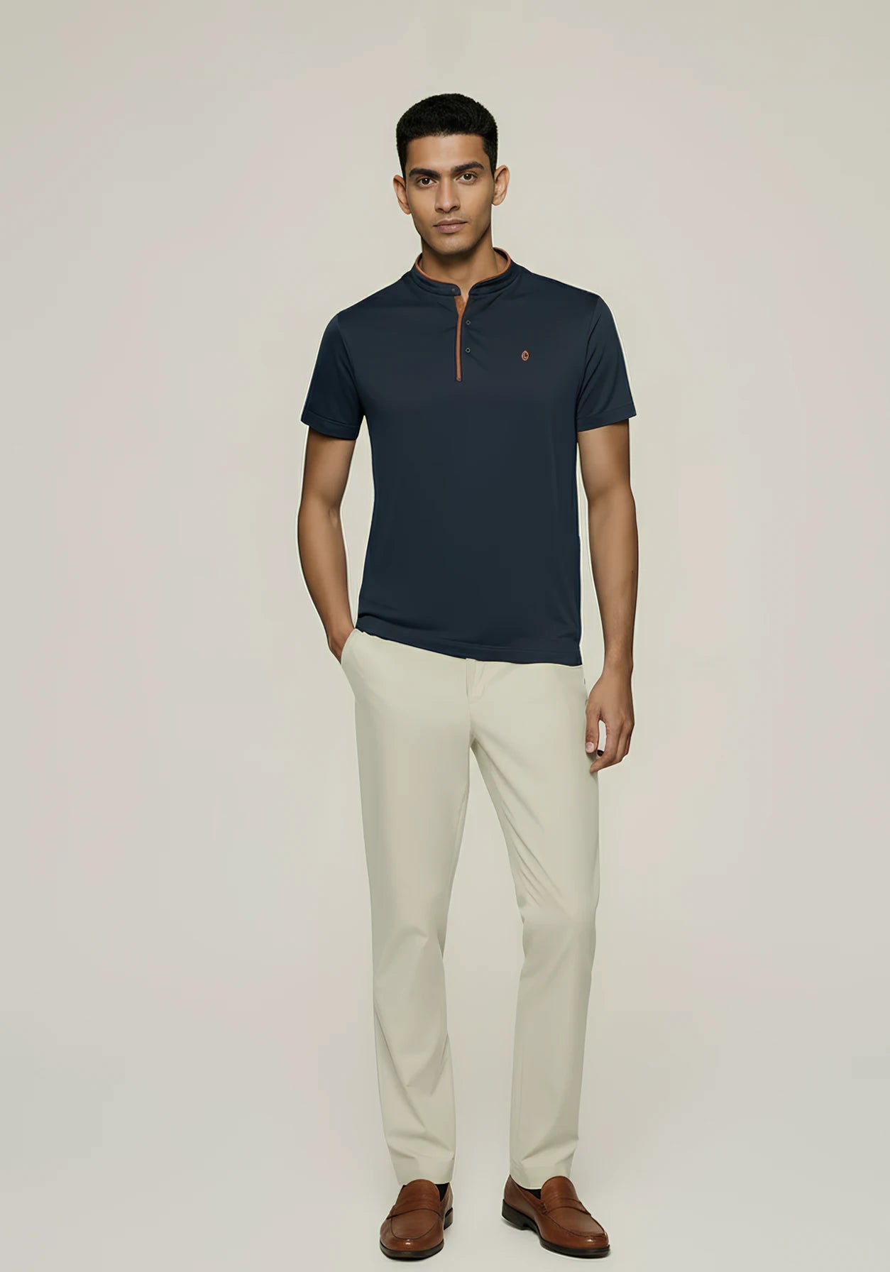 Terra Suede Blue Mandarin Polo
