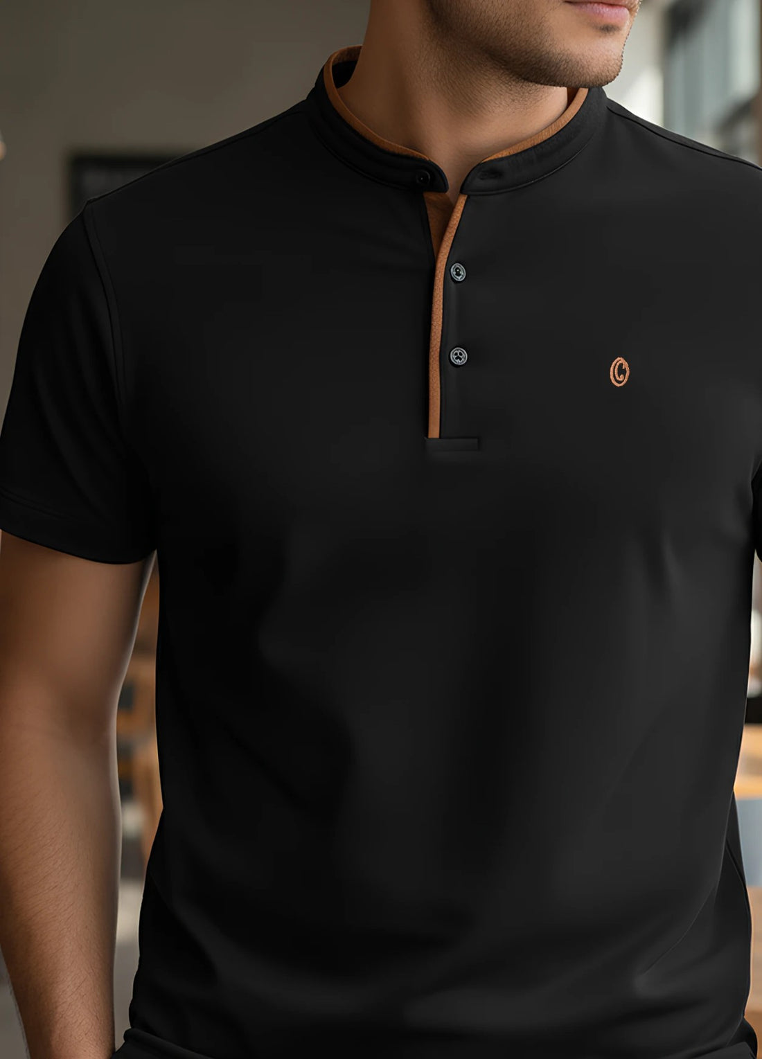 Terra Suede Black Mandarin Polo