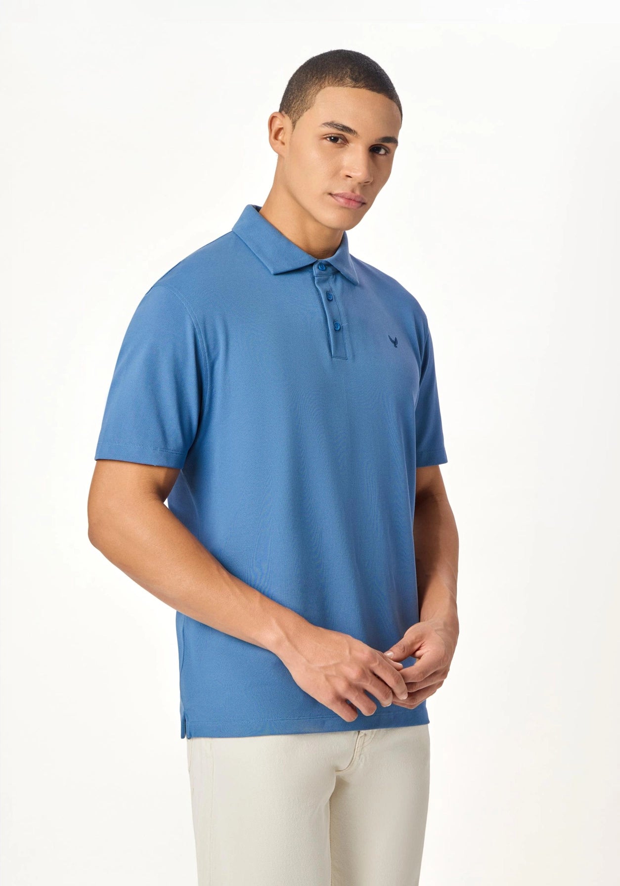 ARIN – The Lucky Dove Blue Polo with Suede Detail