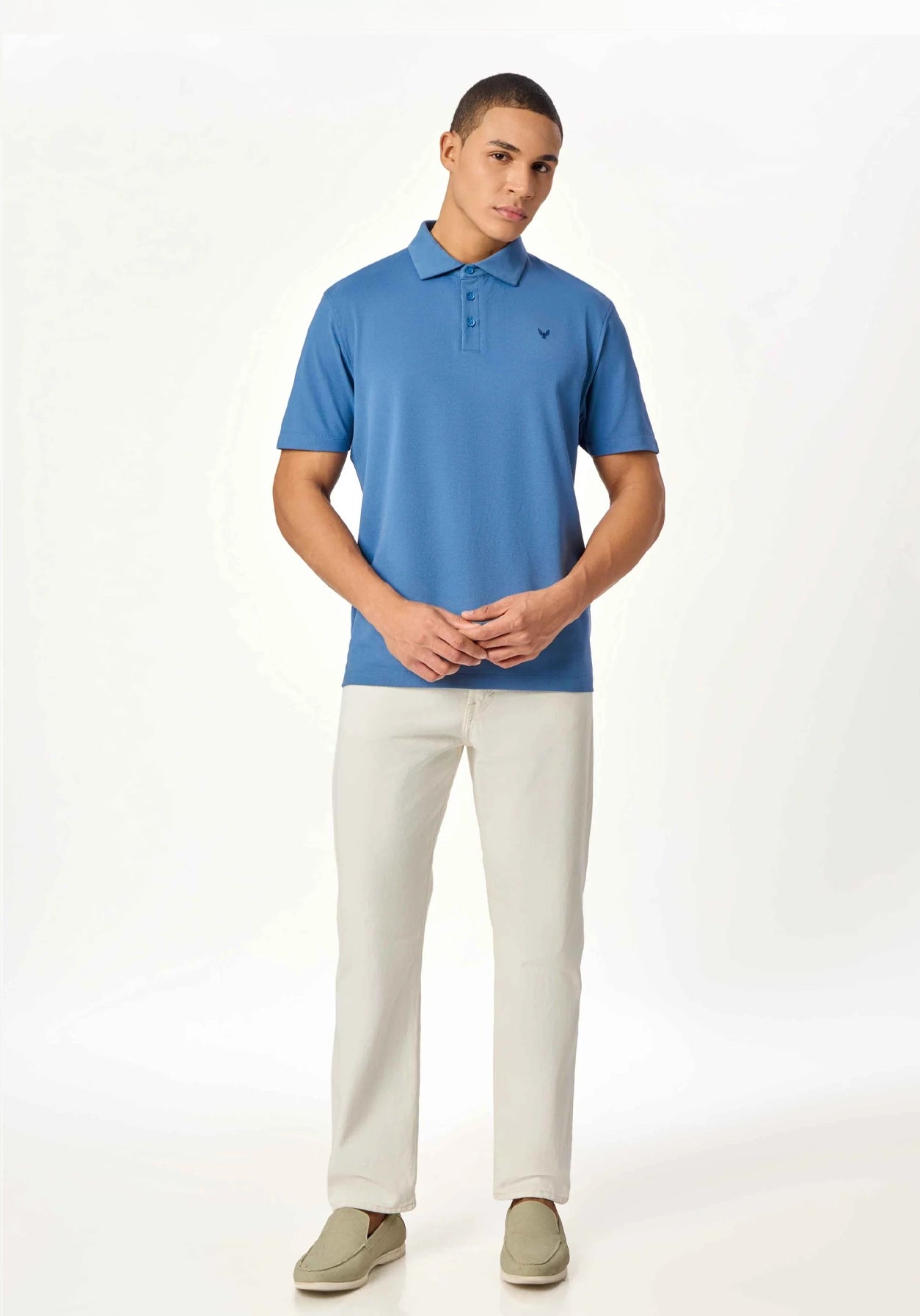 ARIN – The Lucky Dove Blue Polo with Suede Detail