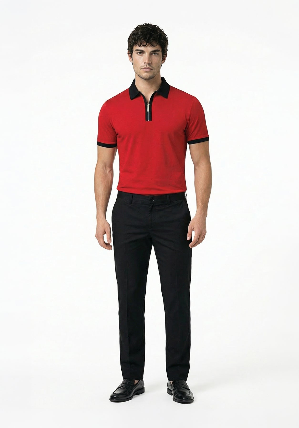 Founders Zipper Polo Red