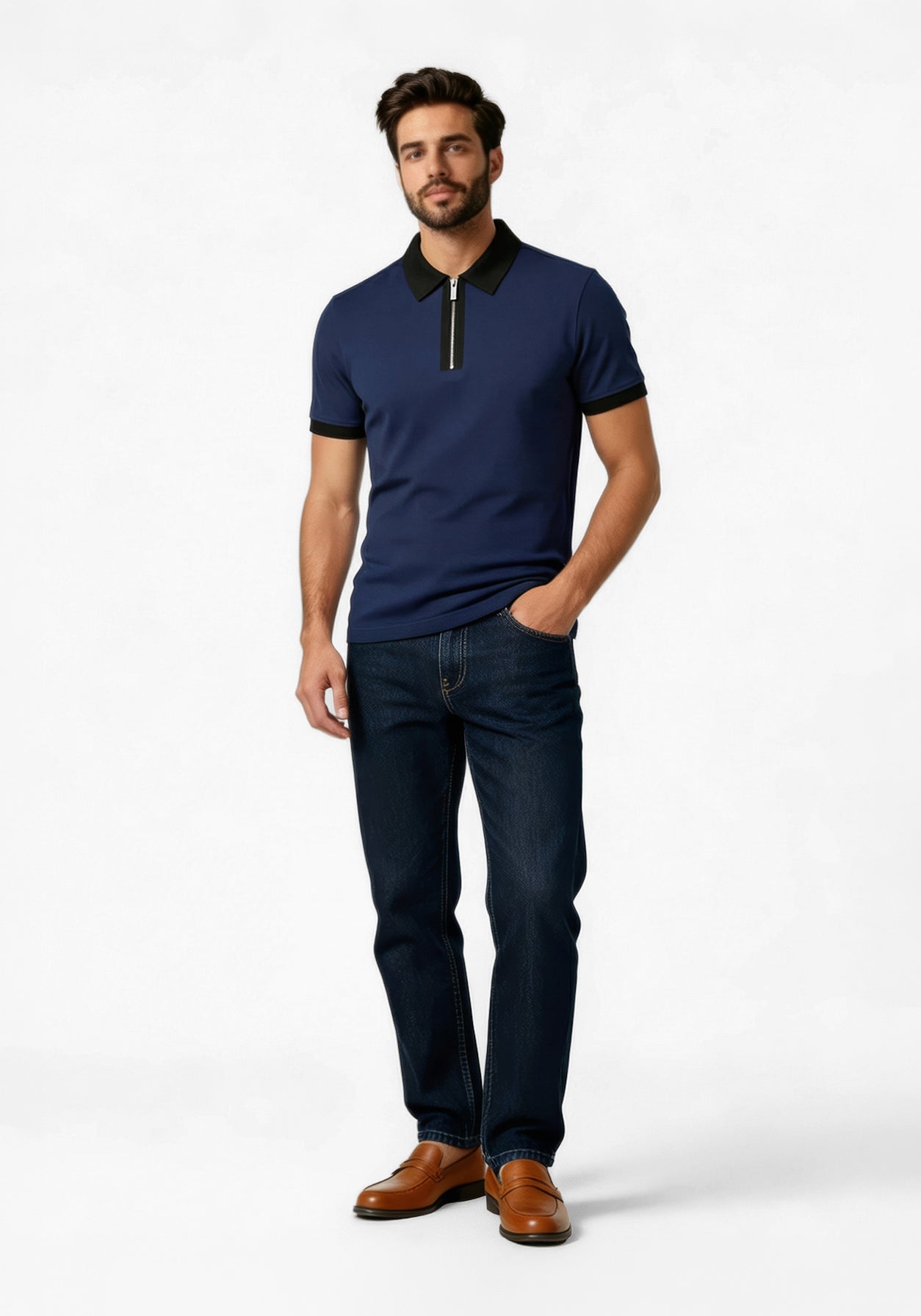 Founders Zipper Polo Blue